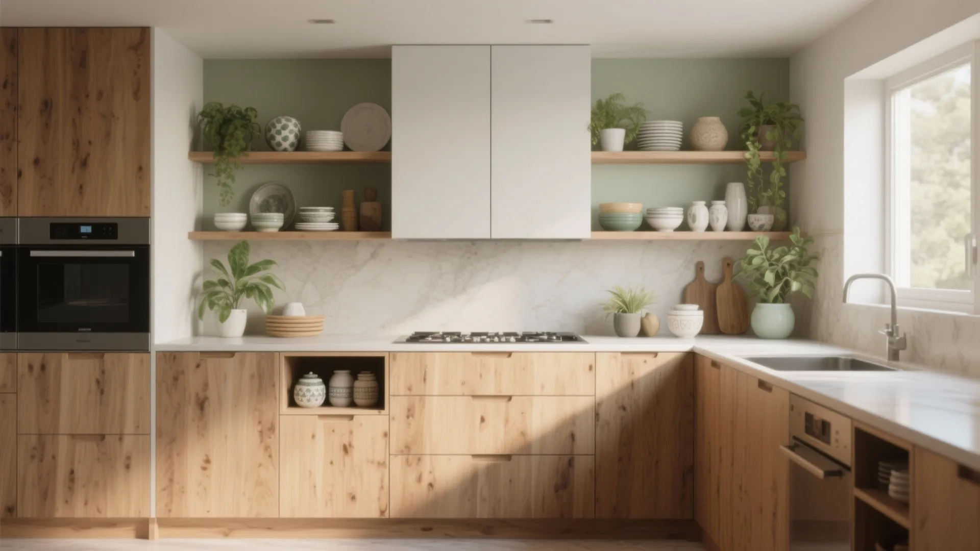 4. Open Shelving with Closed Cabinets