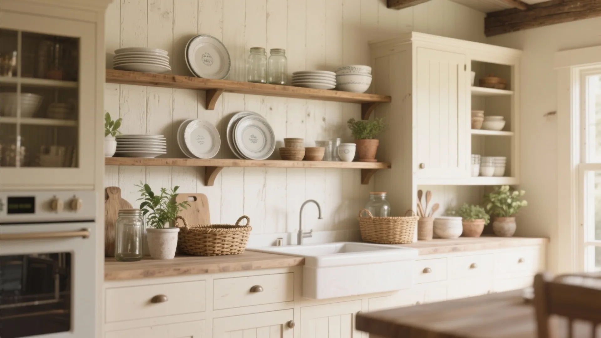 2. Open Shelving with Thoughtful Styling