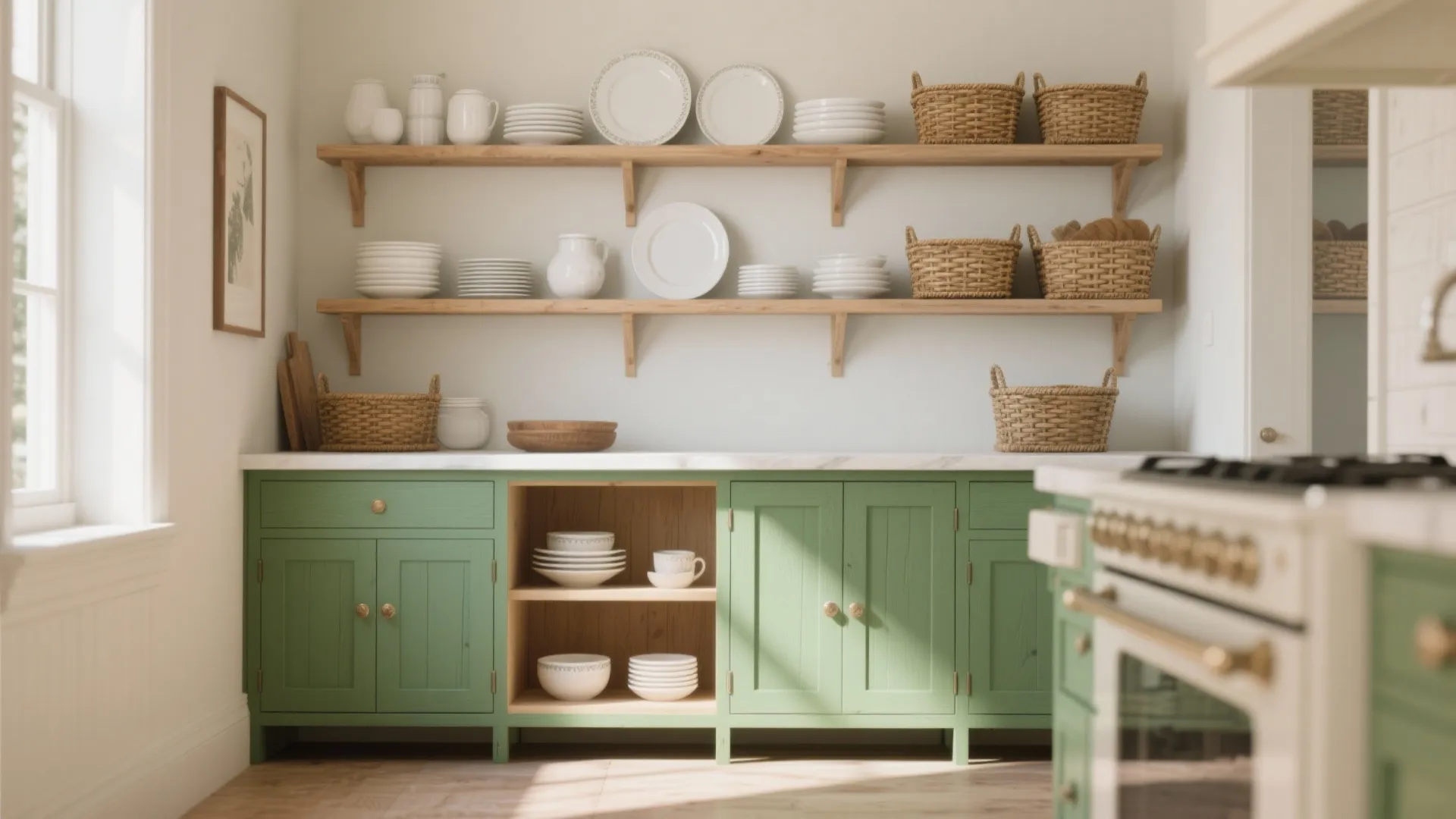 2. Use open shelving to balance the color