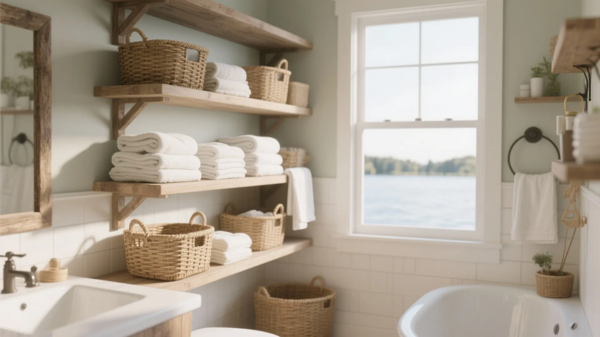 5. Open Shelving with Baskets