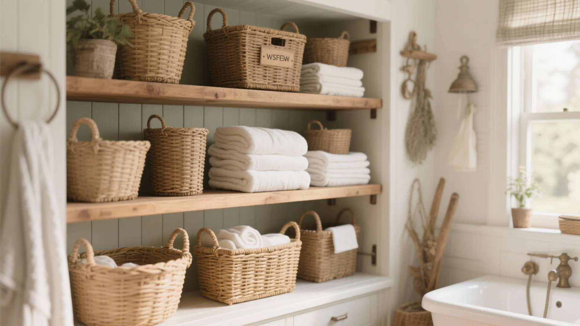 5. Open Shelving with Baskets