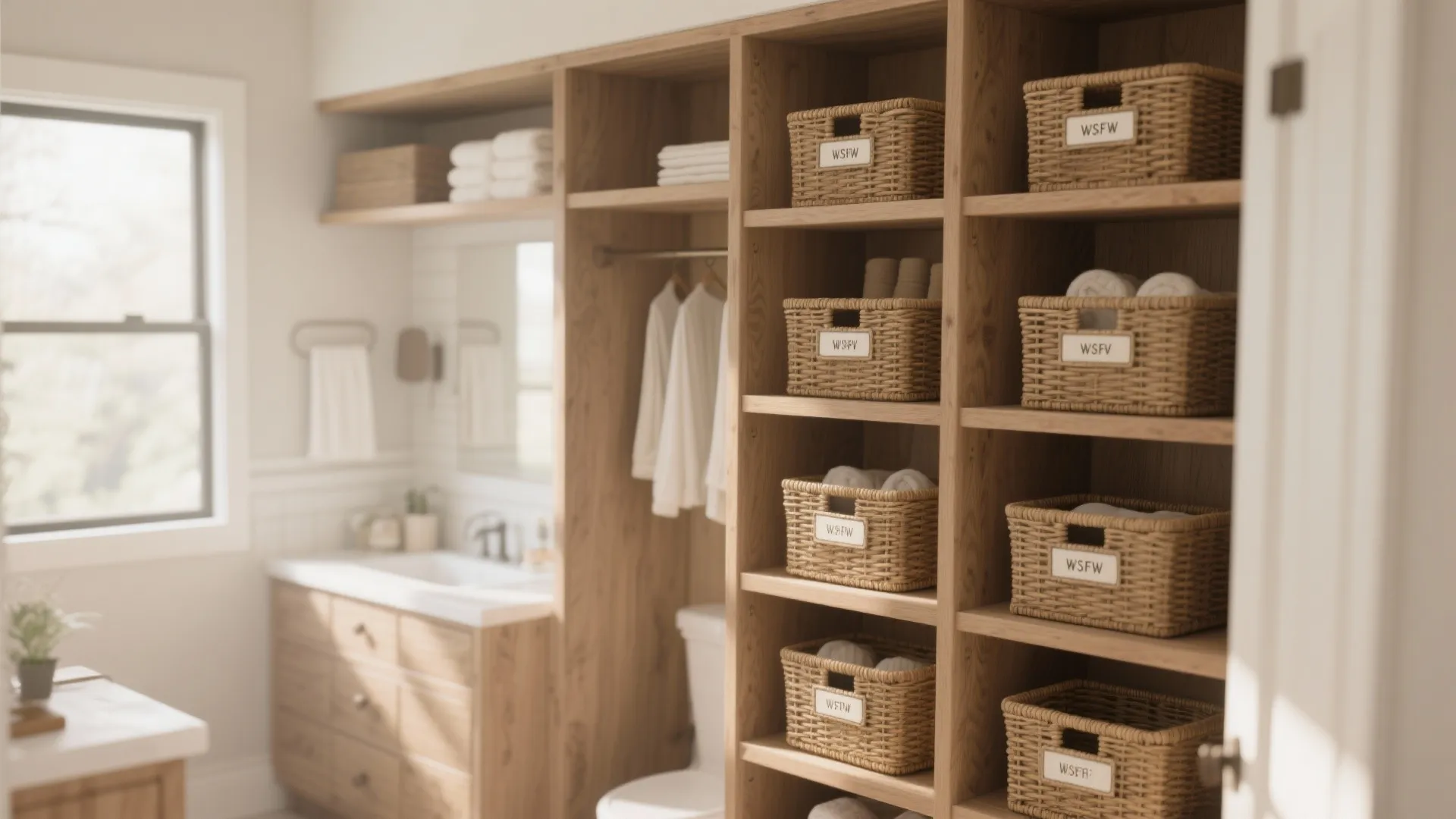 3. Open Shelving with Decorative Baskets