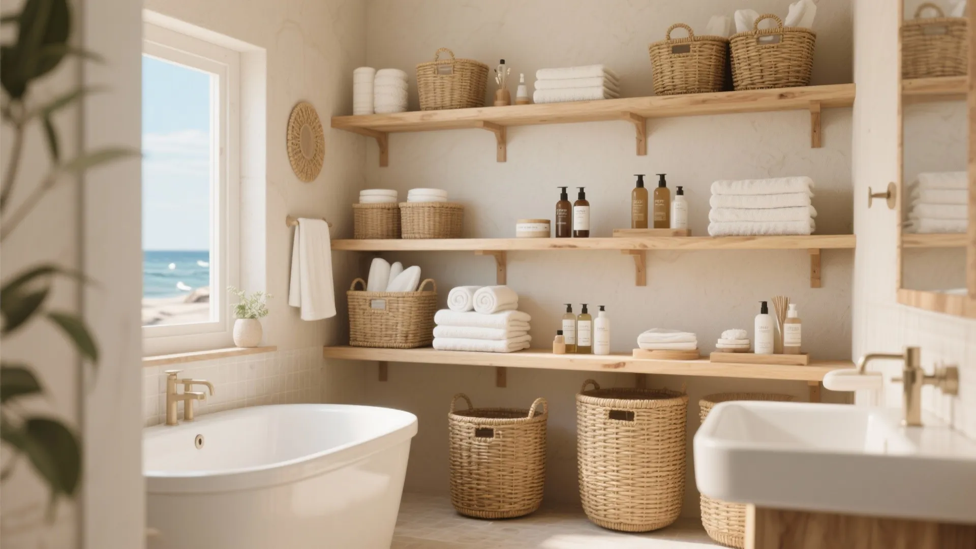 Open shelving with baskets