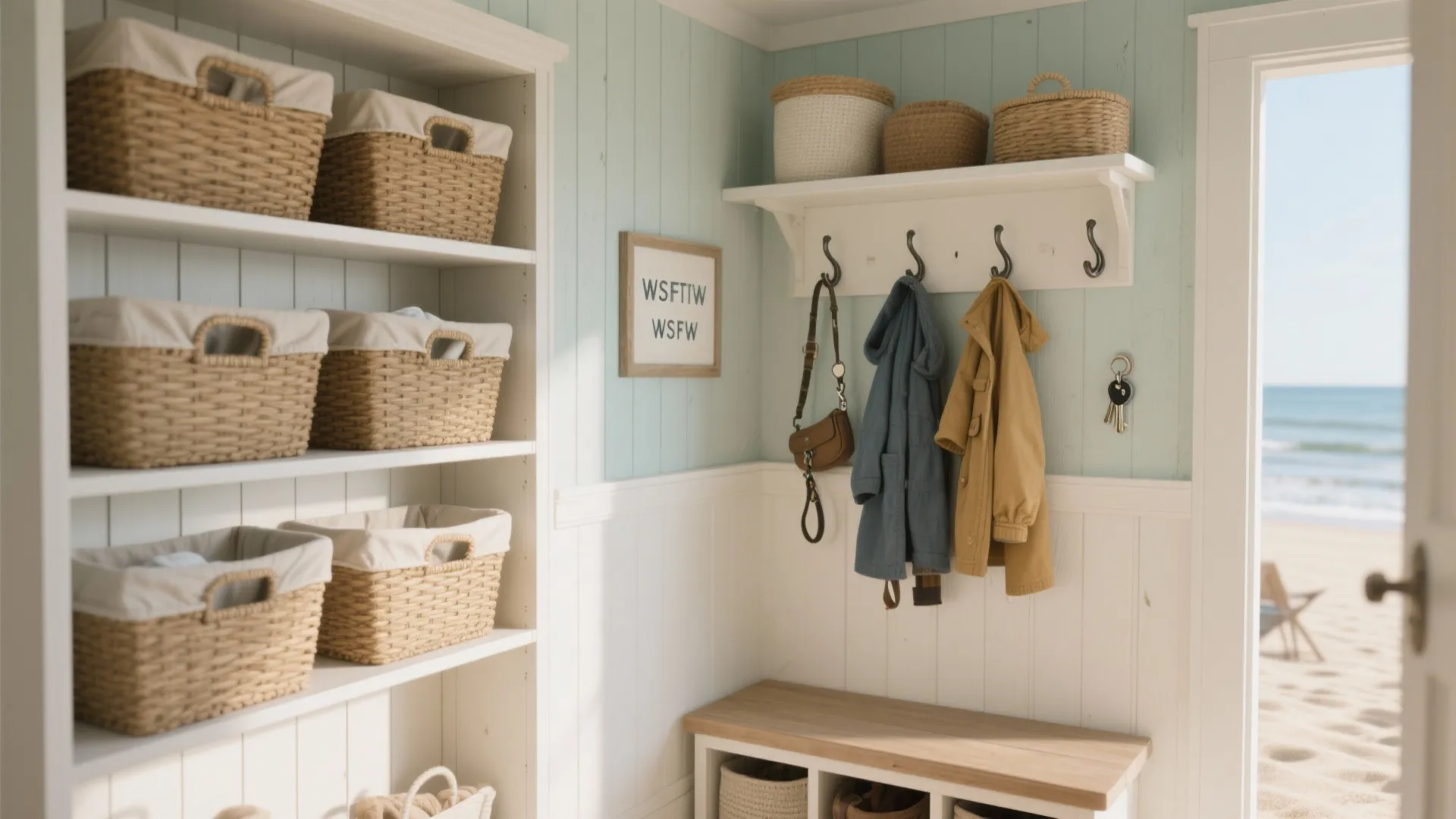 Open Shelving with Baskets and Hooks