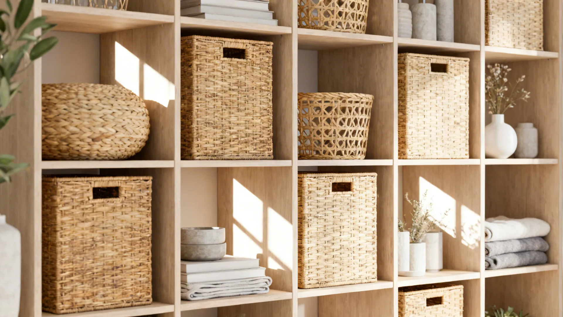 5. Open shelving with baskets