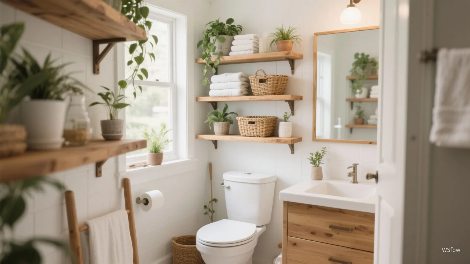 5. Open Shelving above the Toilet