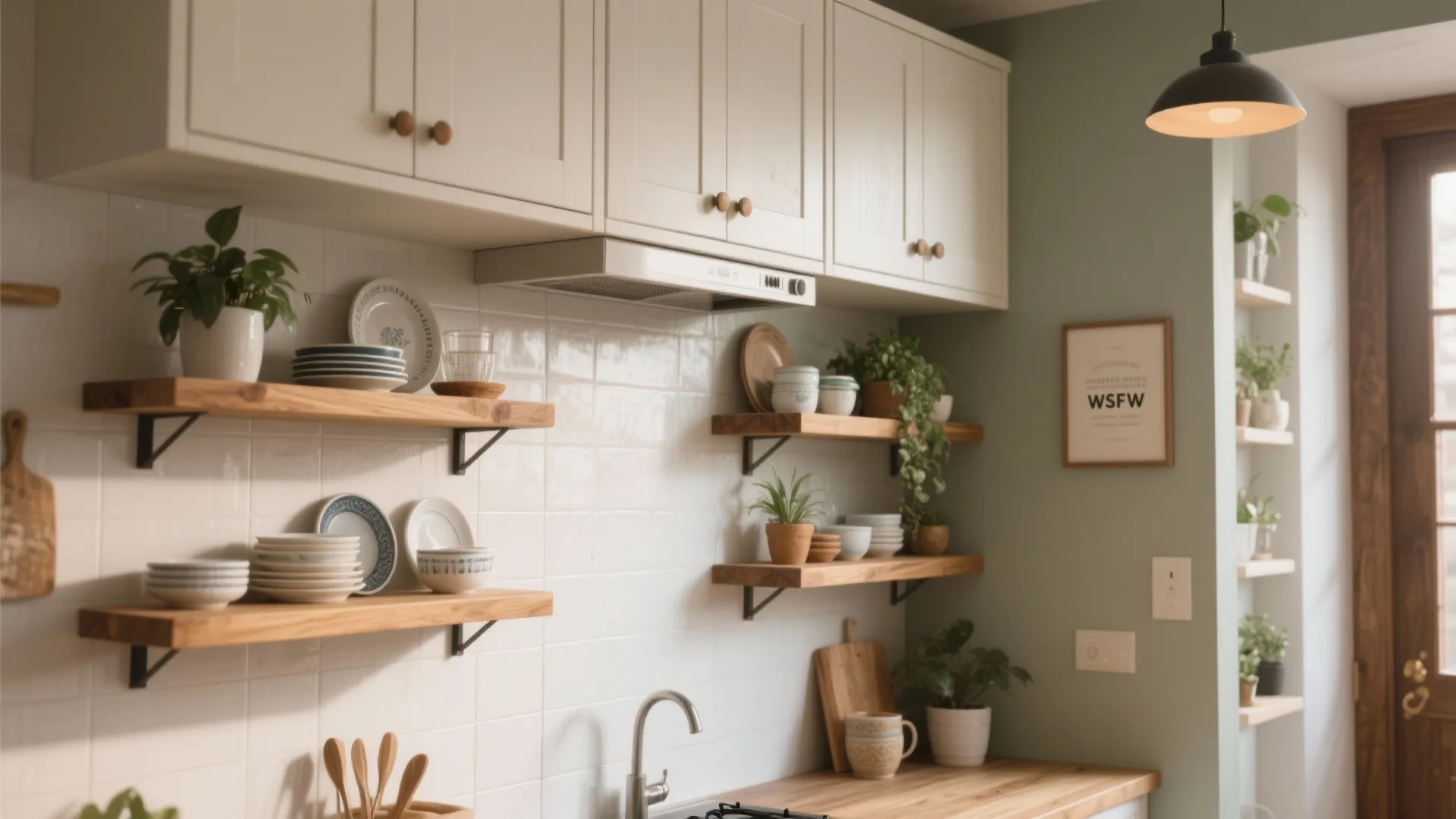1. Swap Upper Cabinets for Open Shelves