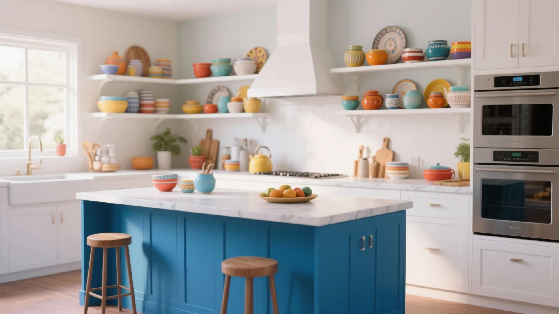 4. Open Shelves and Blue Base