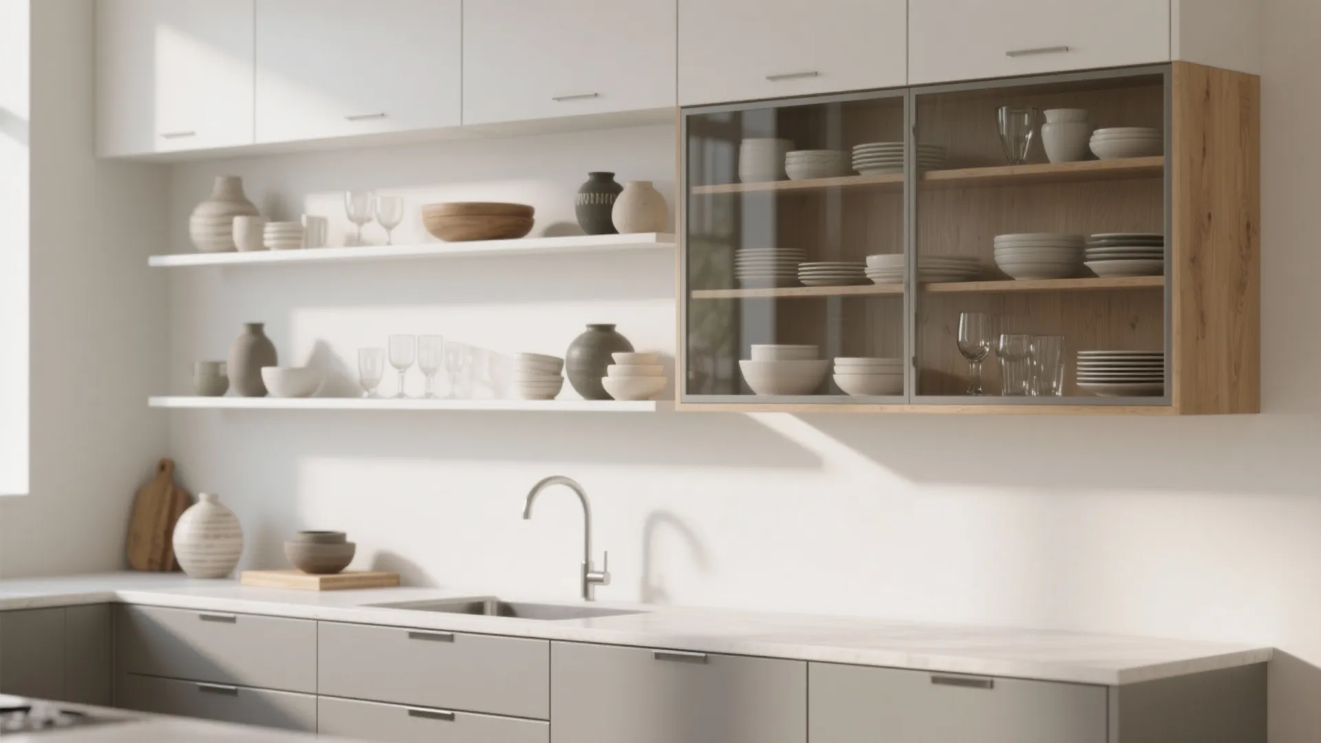 3. Open shelving mixed with closed storage