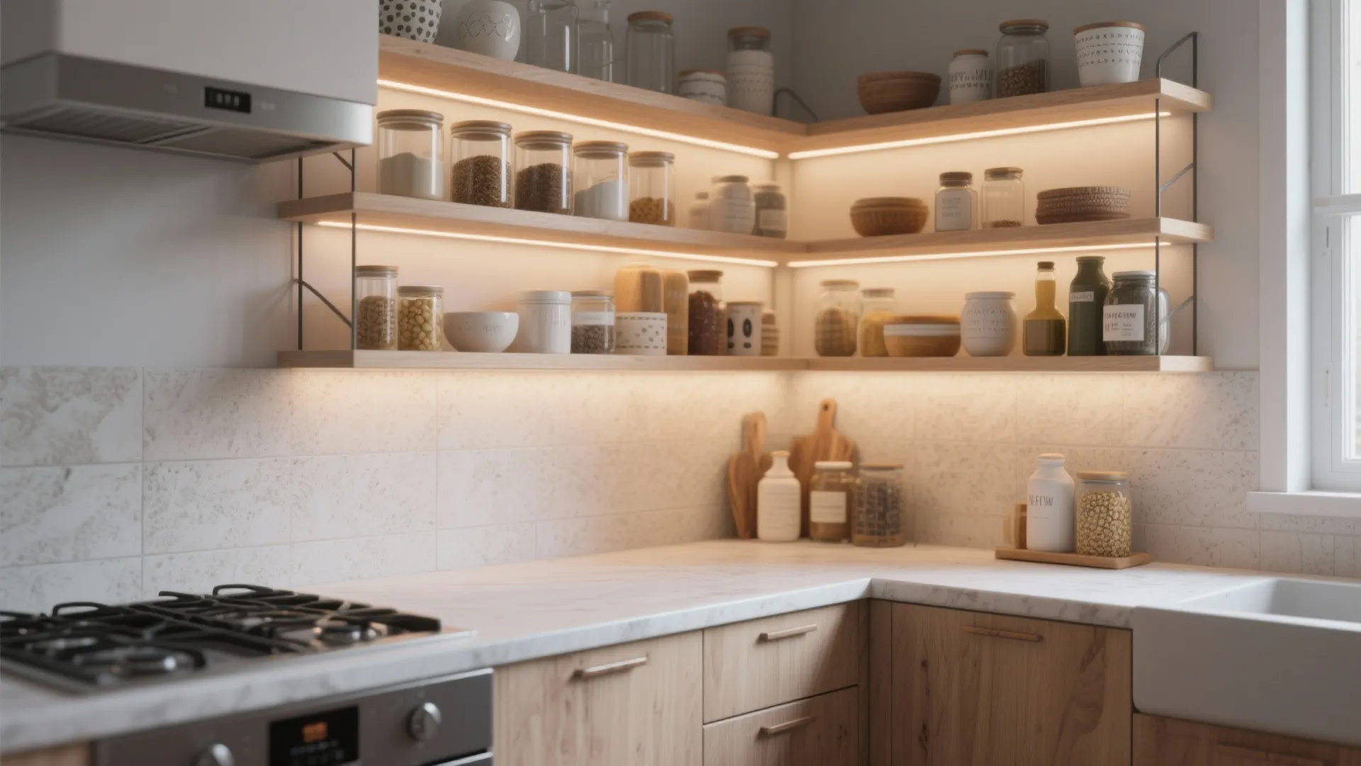 1. Open Upper Shelves with a Closed Base