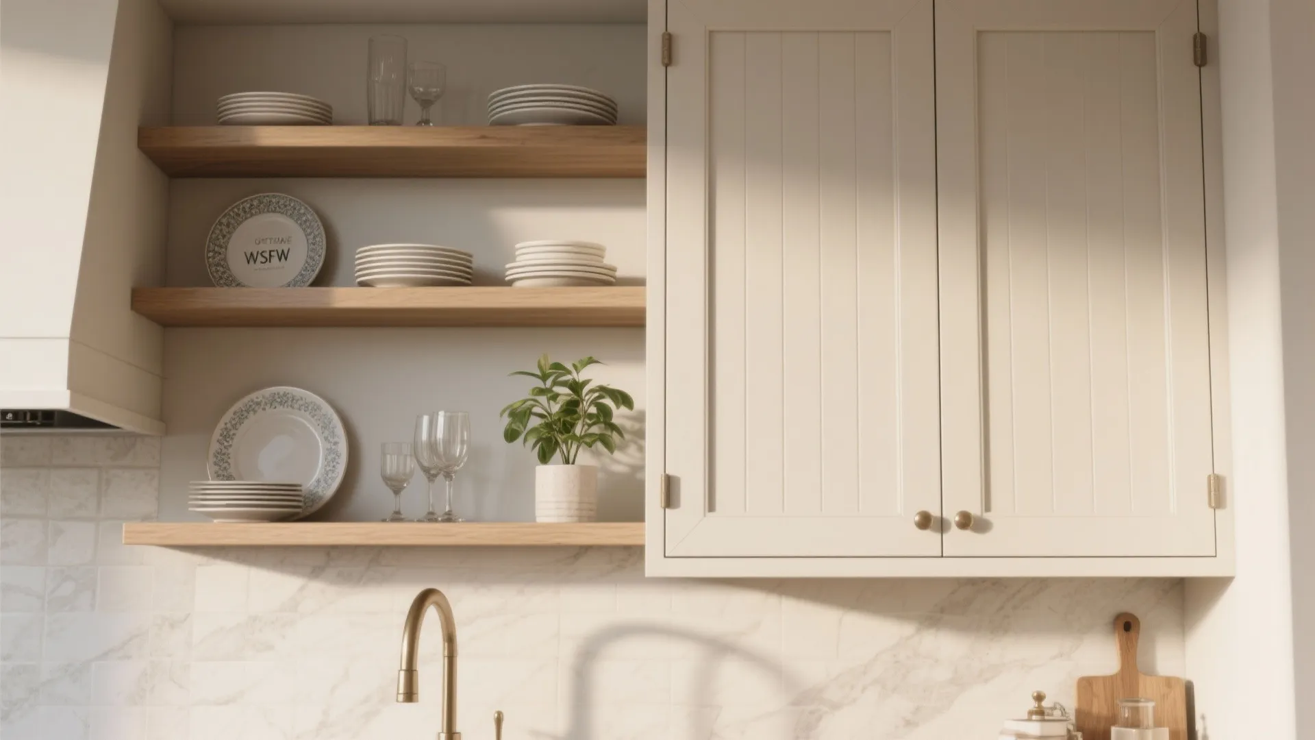 4. Mix open shelving with closed fronts