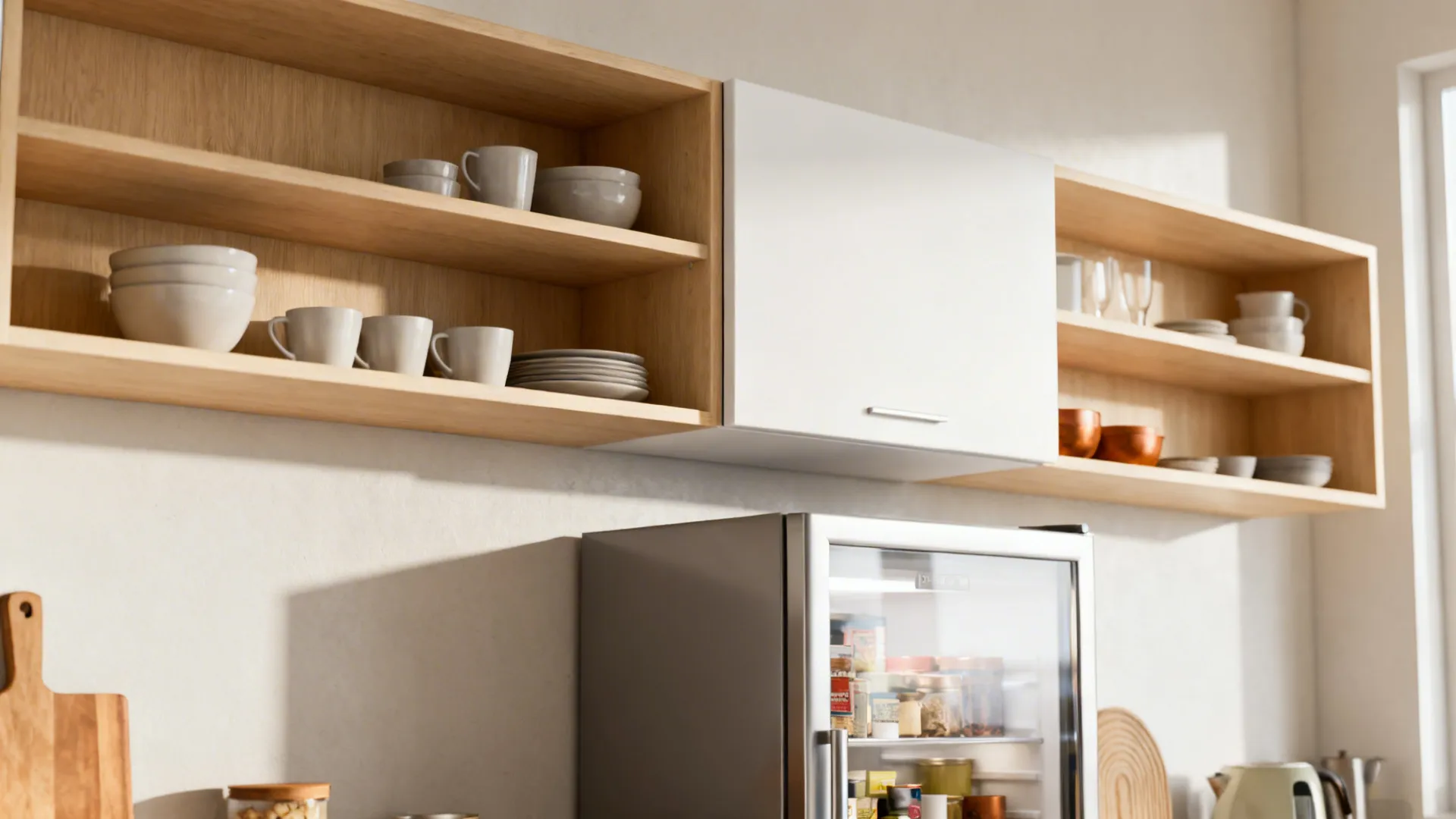 2. Open shelving with a single closed zone