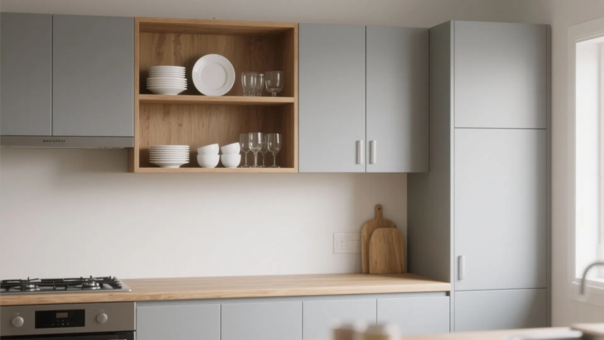 1. Open Shelving with Closed Zones