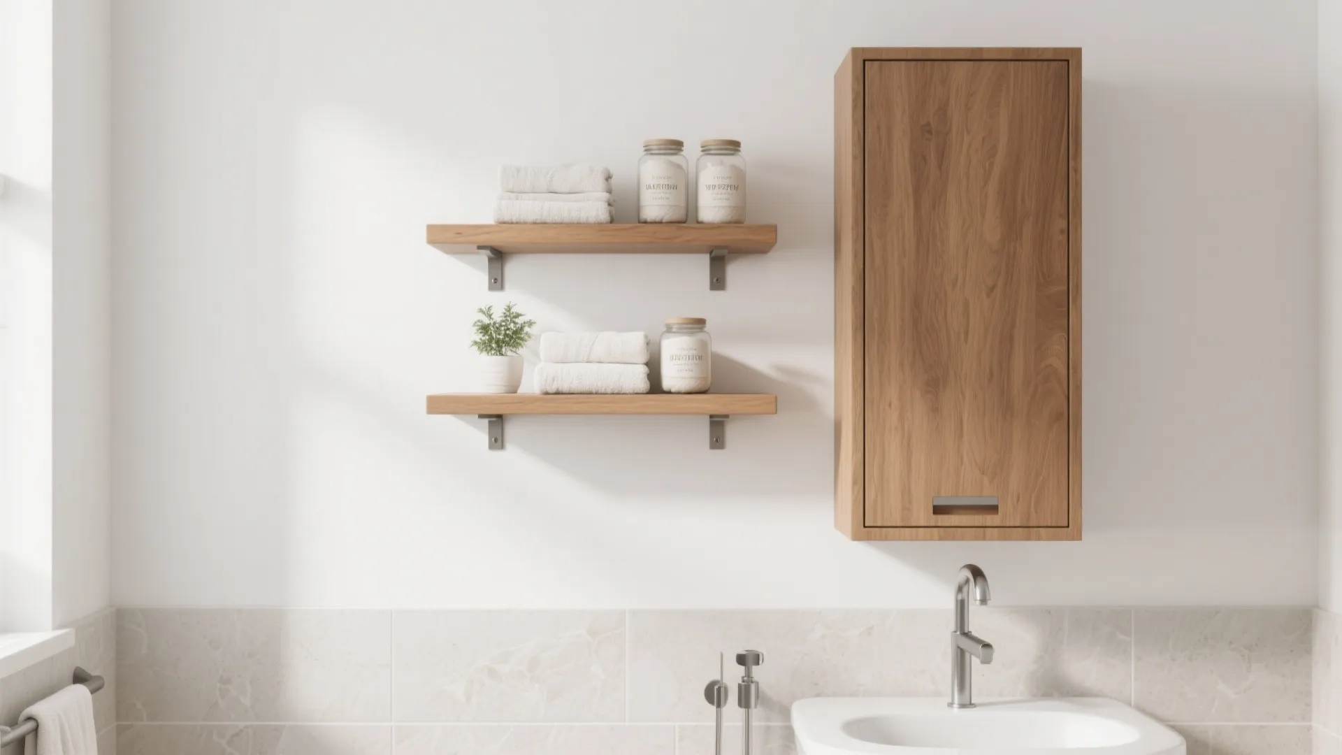 Open shelves + closed cupboards combo for layered styling