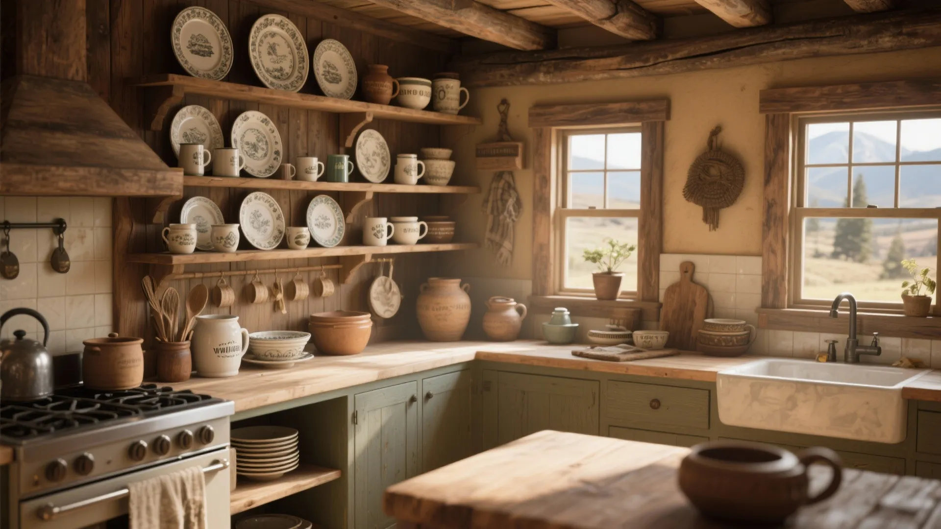 6. Open Shelving with Crockery Display