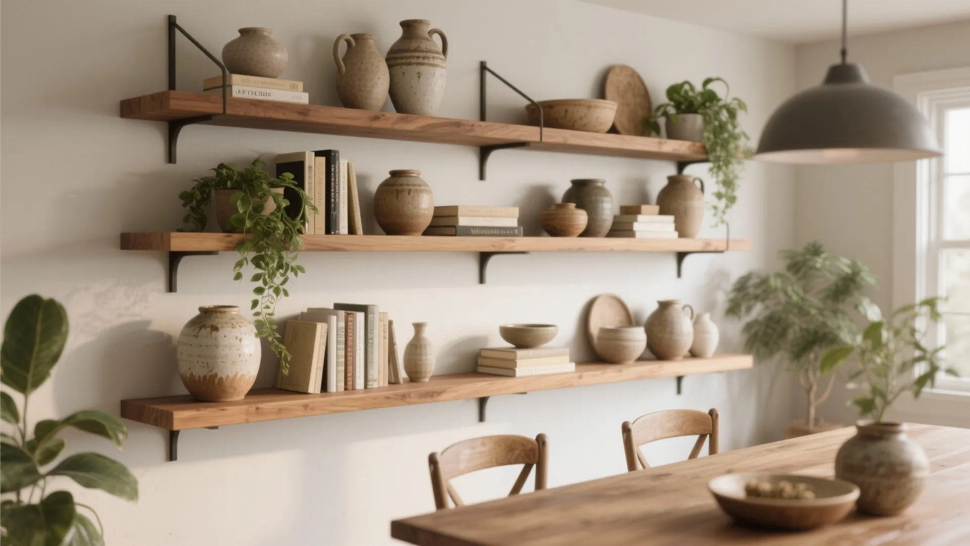 4. Open Shelves with Curated Objects