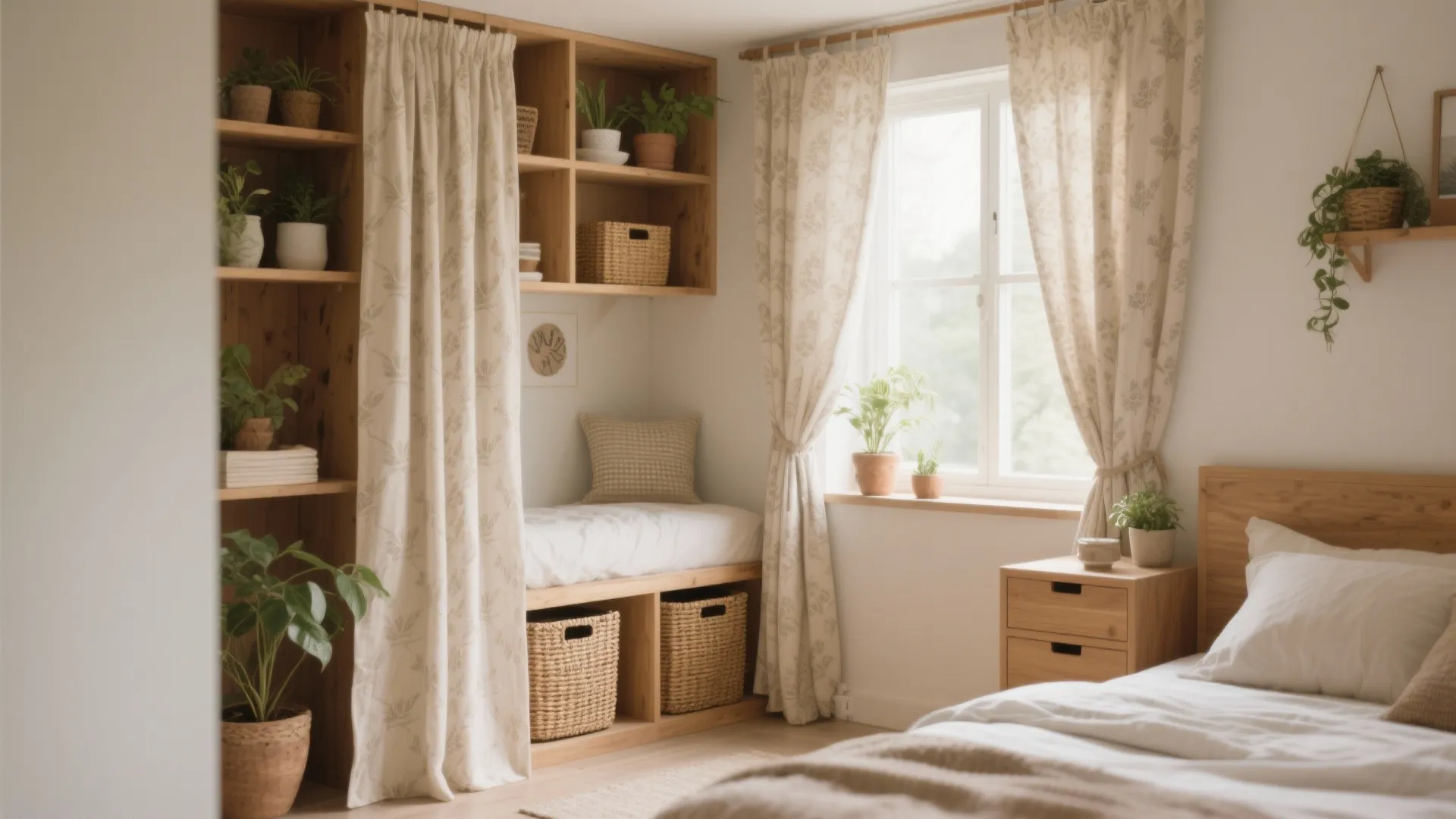 Open Shelving with Curtain Cover