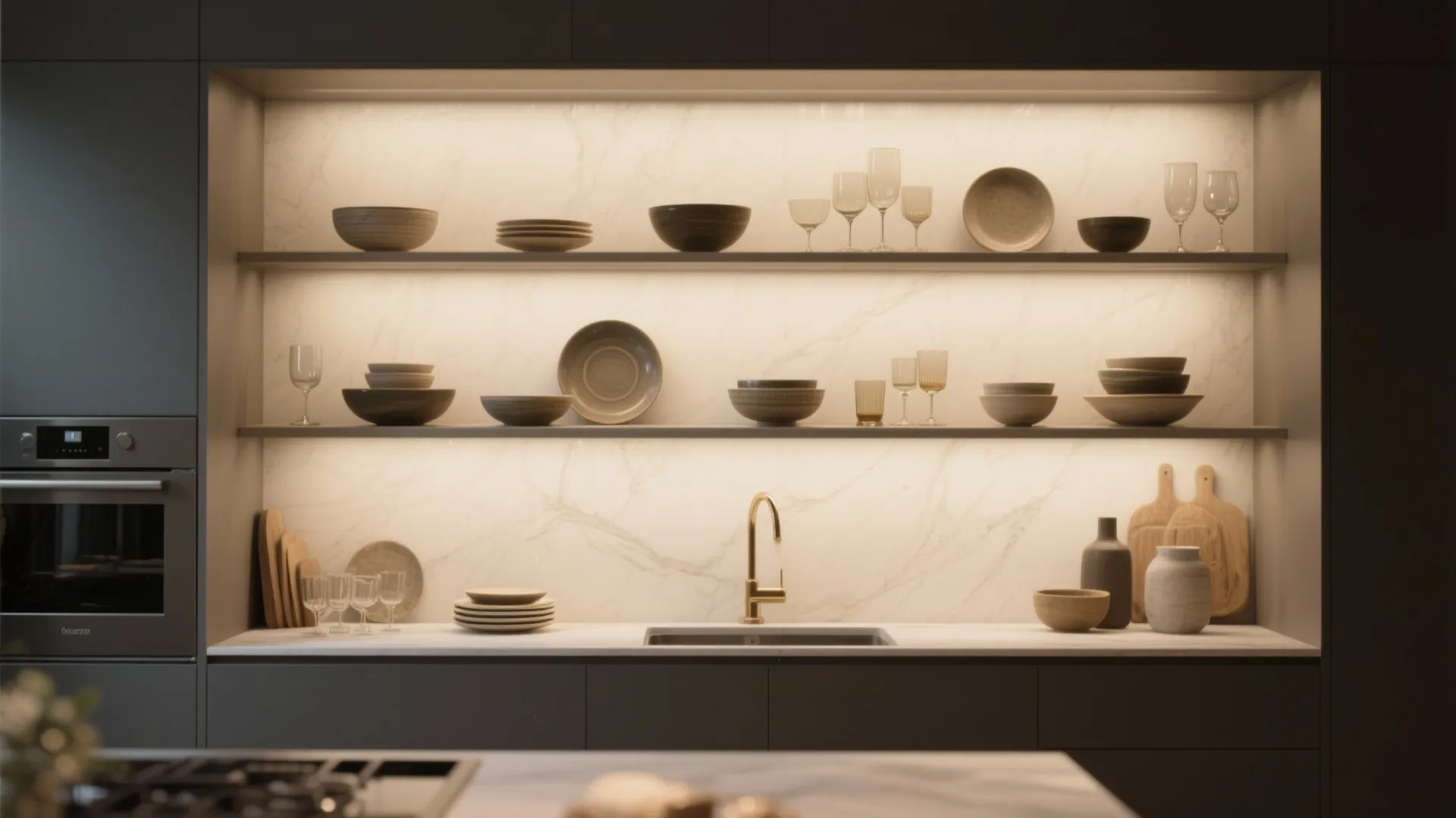 4. Open Shelves with Curated Decor