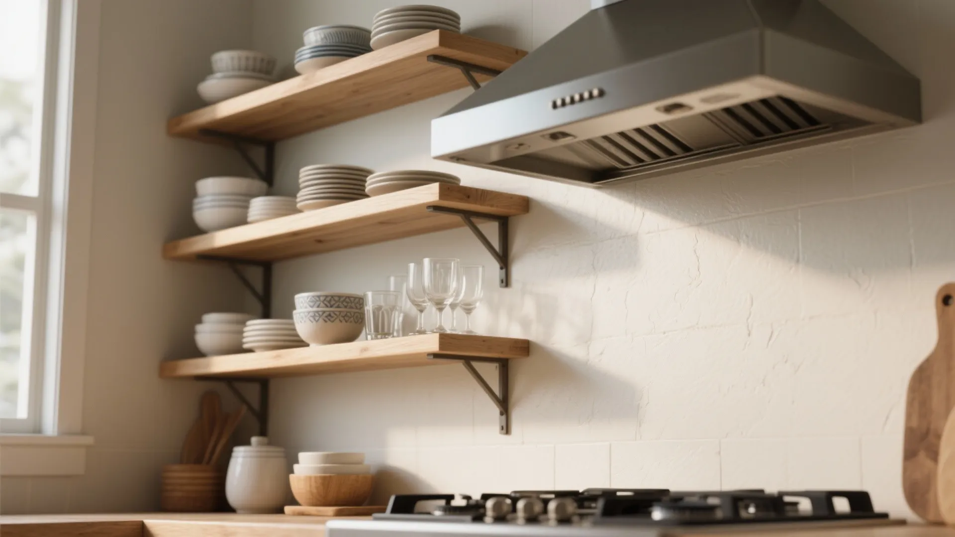 1. Mix open shelving with closed cabinets