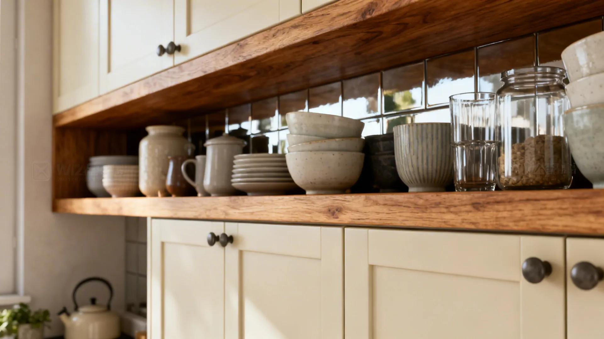 1. Open-shelf and under-counter storage as visual lightness