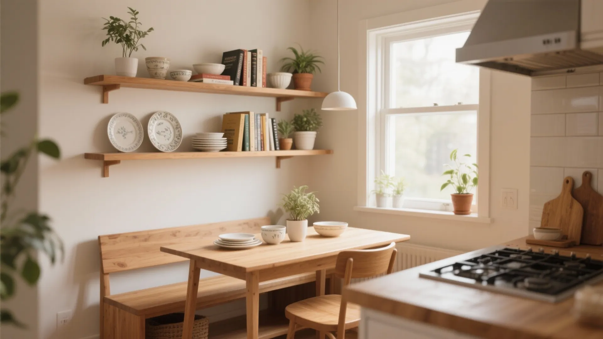 2. Open Shelving Over Dining Table