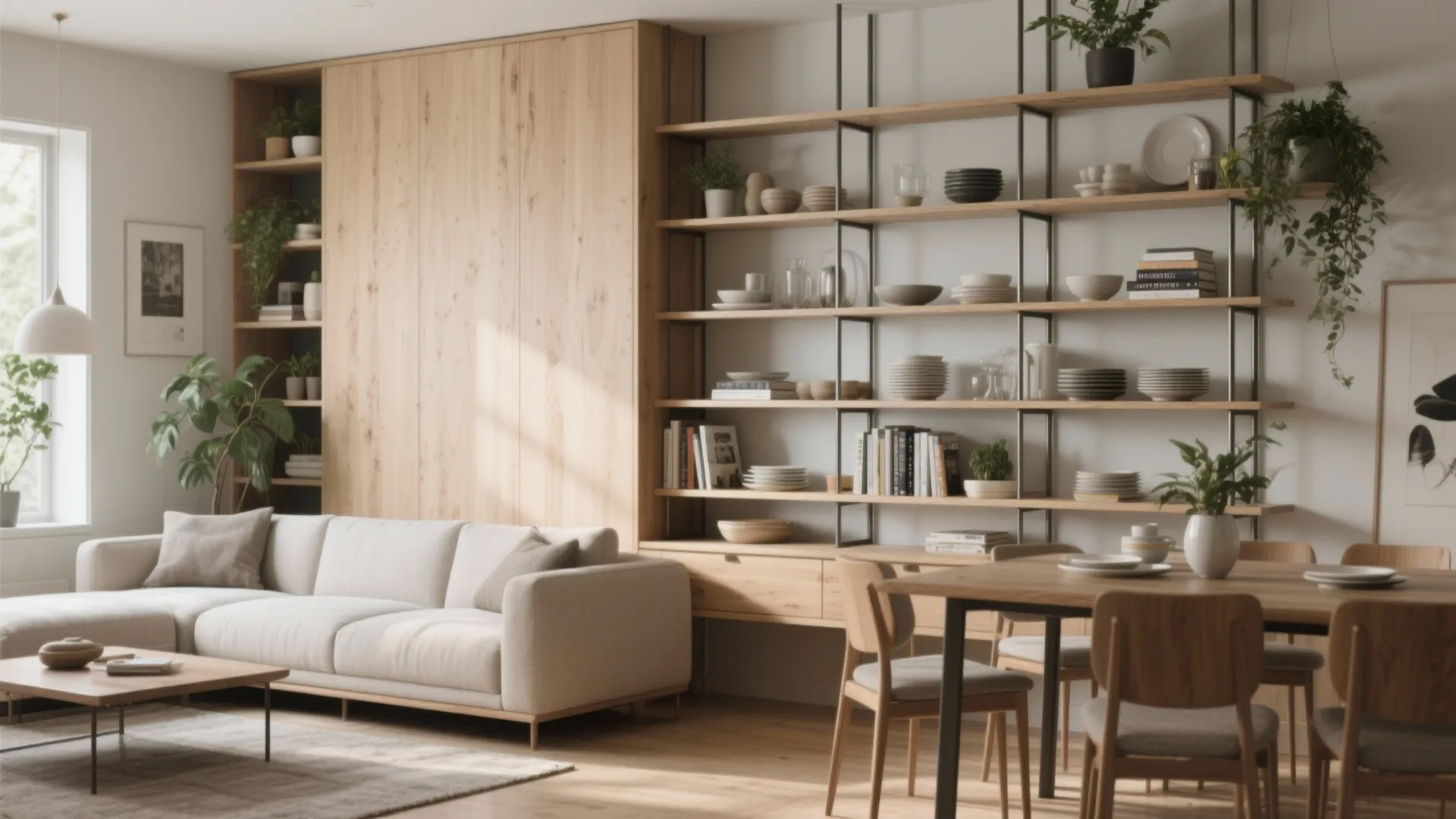 5. Open Shelving as Divider and Display