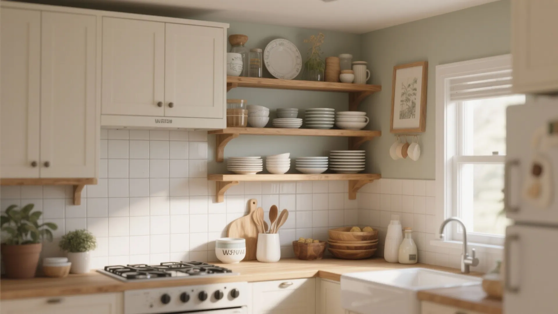 8. Open Shelving Instead of Wall Cabinets