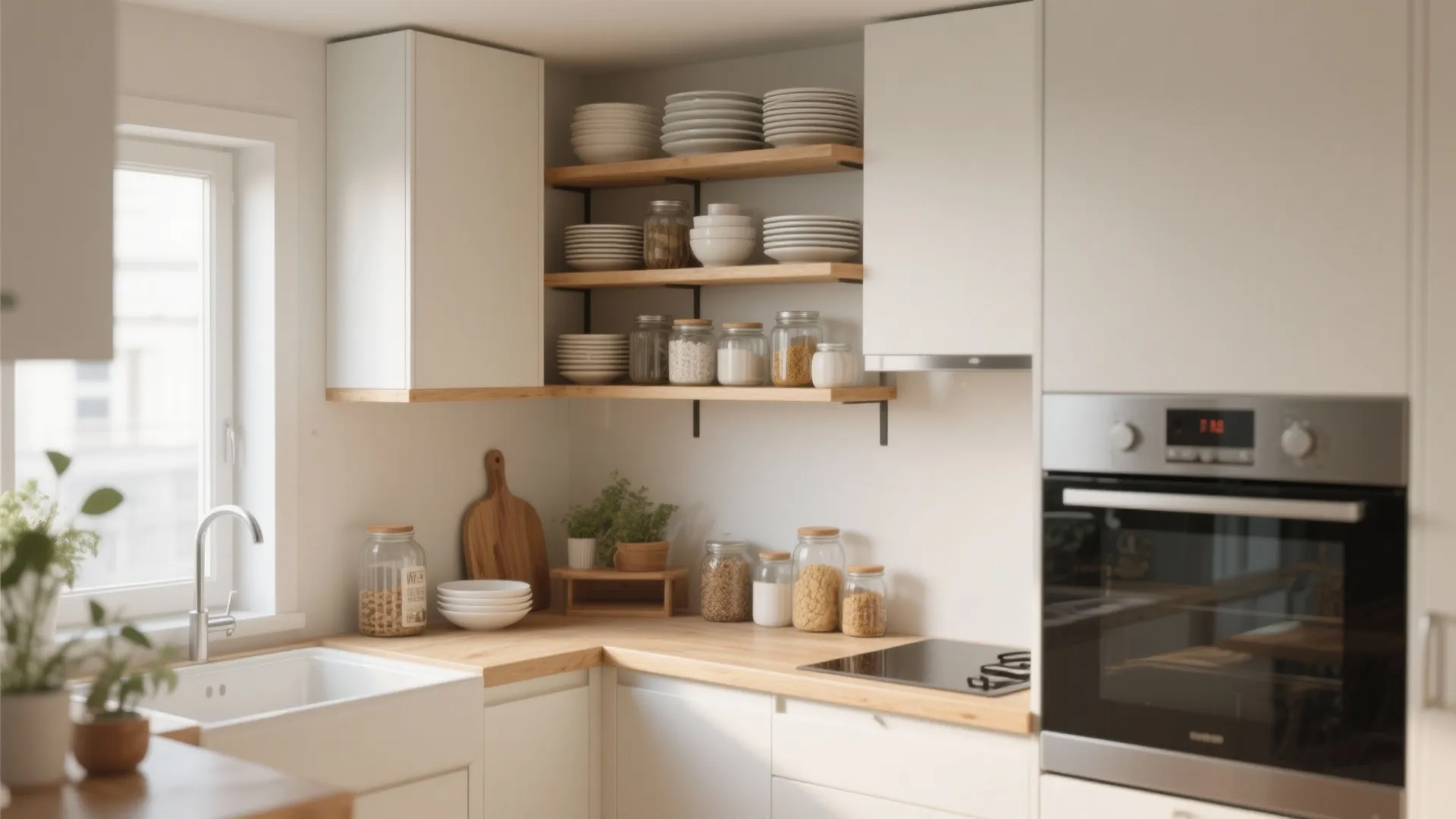 1. Open Shelves Instead of Upper Cabinets
