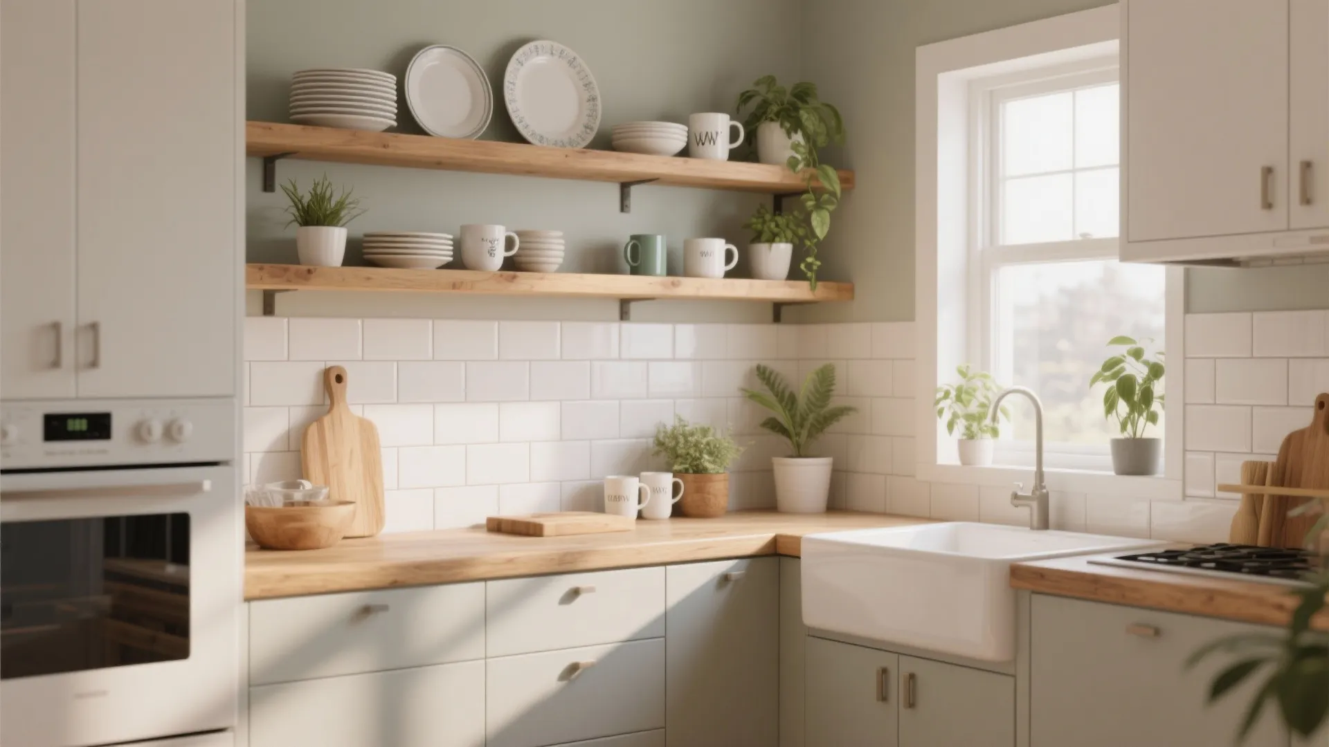 1. Swap Upper Cabinets for Open Shelves