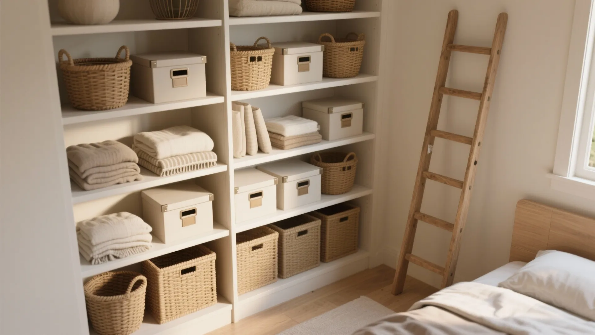 4. Open shelving and ladder accents