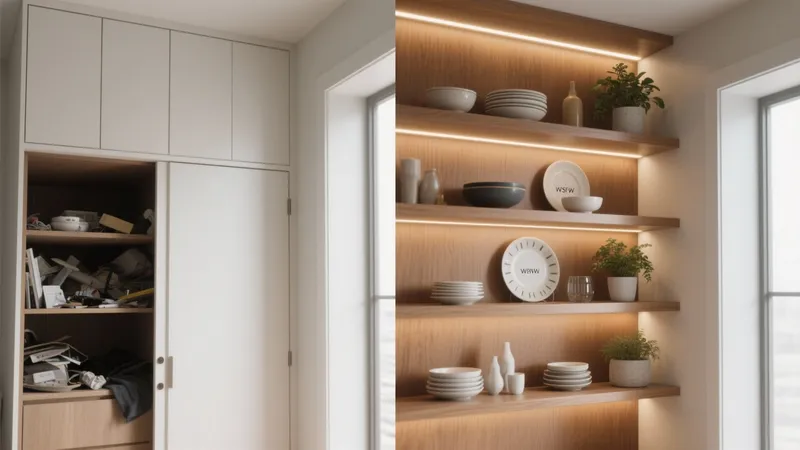 Before & After: Transform Cluttered Kitchen Shelves into a Stylish Display