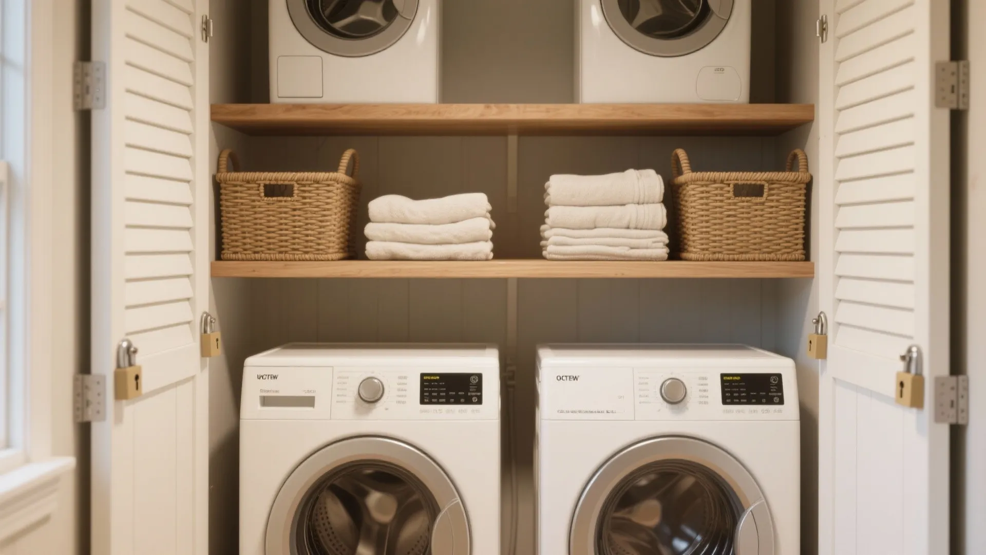 3. Open upper shelving mixed with lockable cabinets