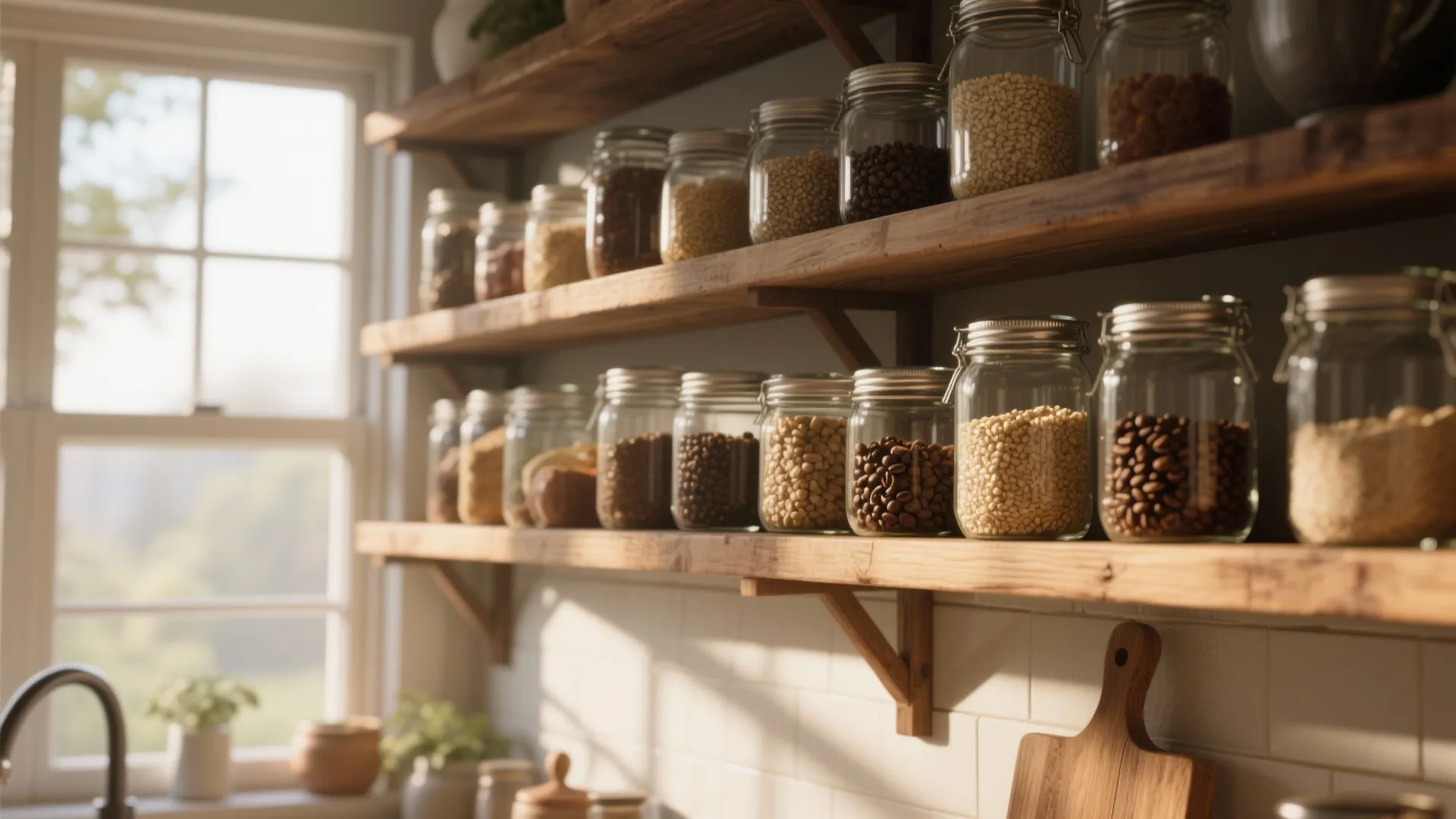 3. Open Shelving With Mason Jars
