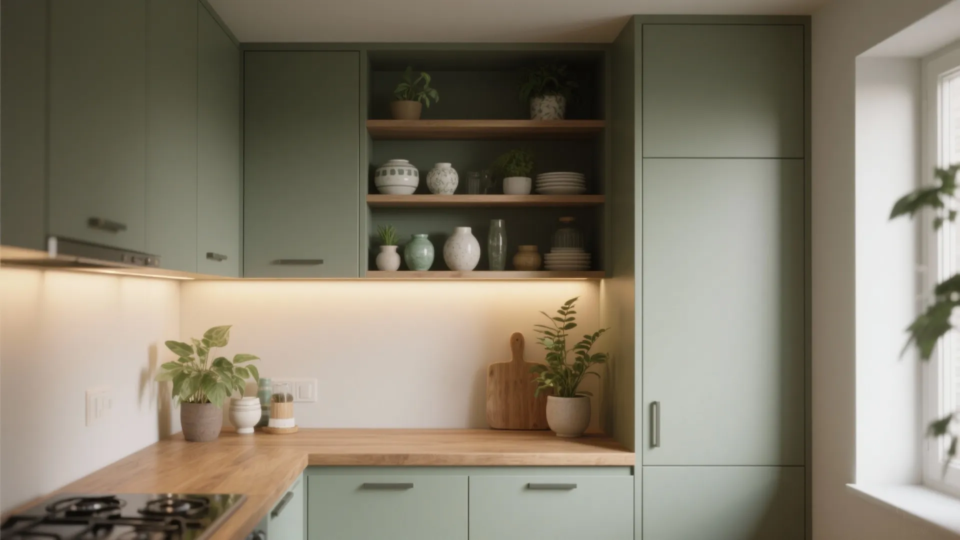 5. Mix open shelving with concealed storage
