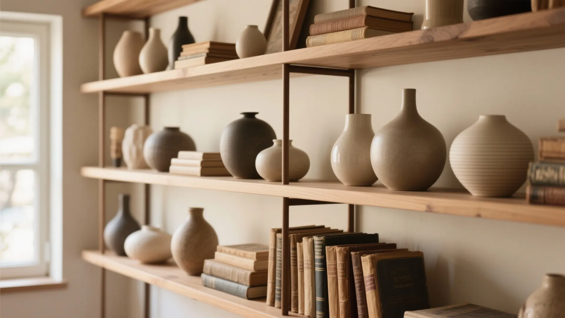 8. Open Shelving with Mixed-Era Decor