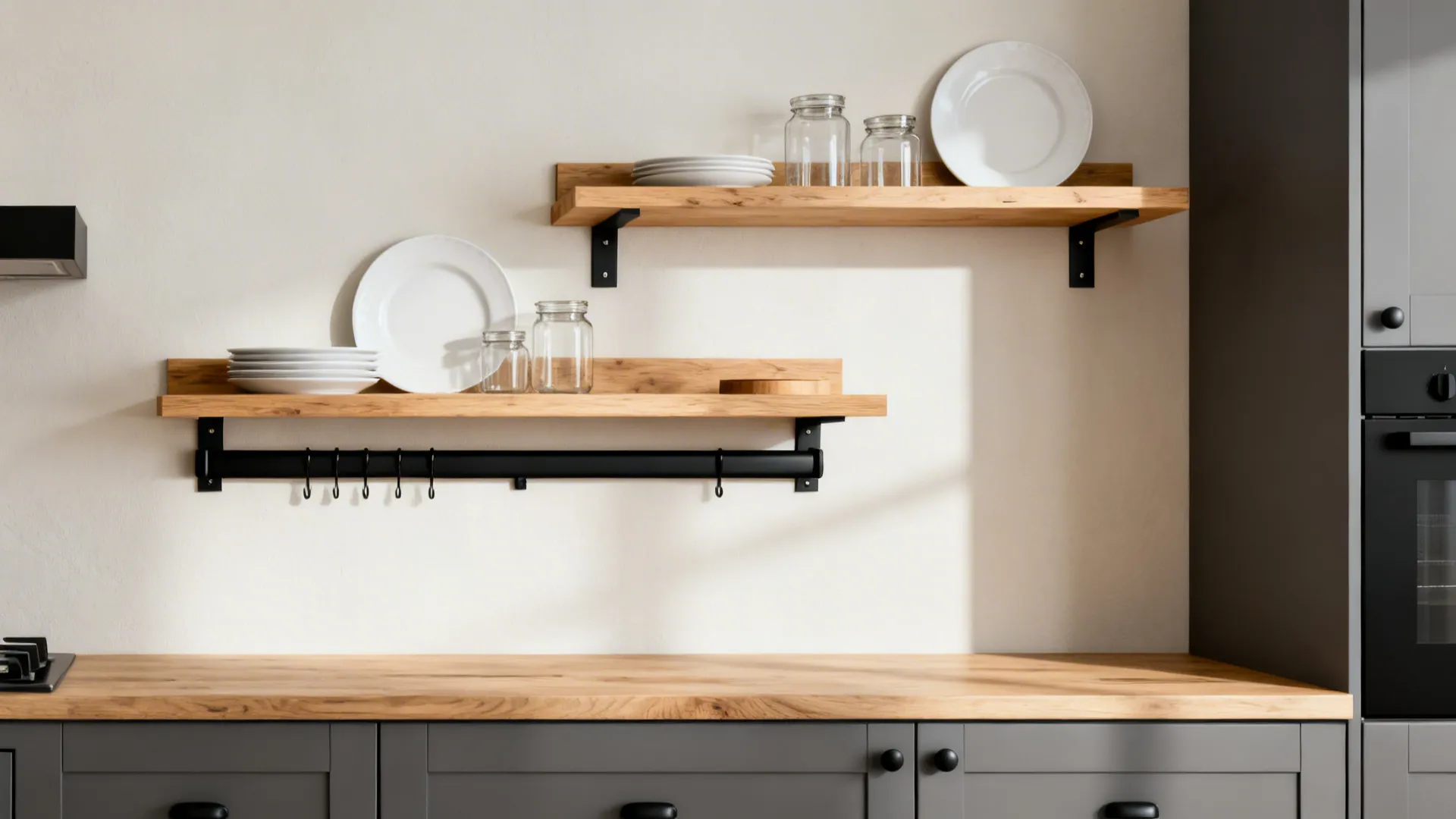 Minimal open shelving and rail systems
