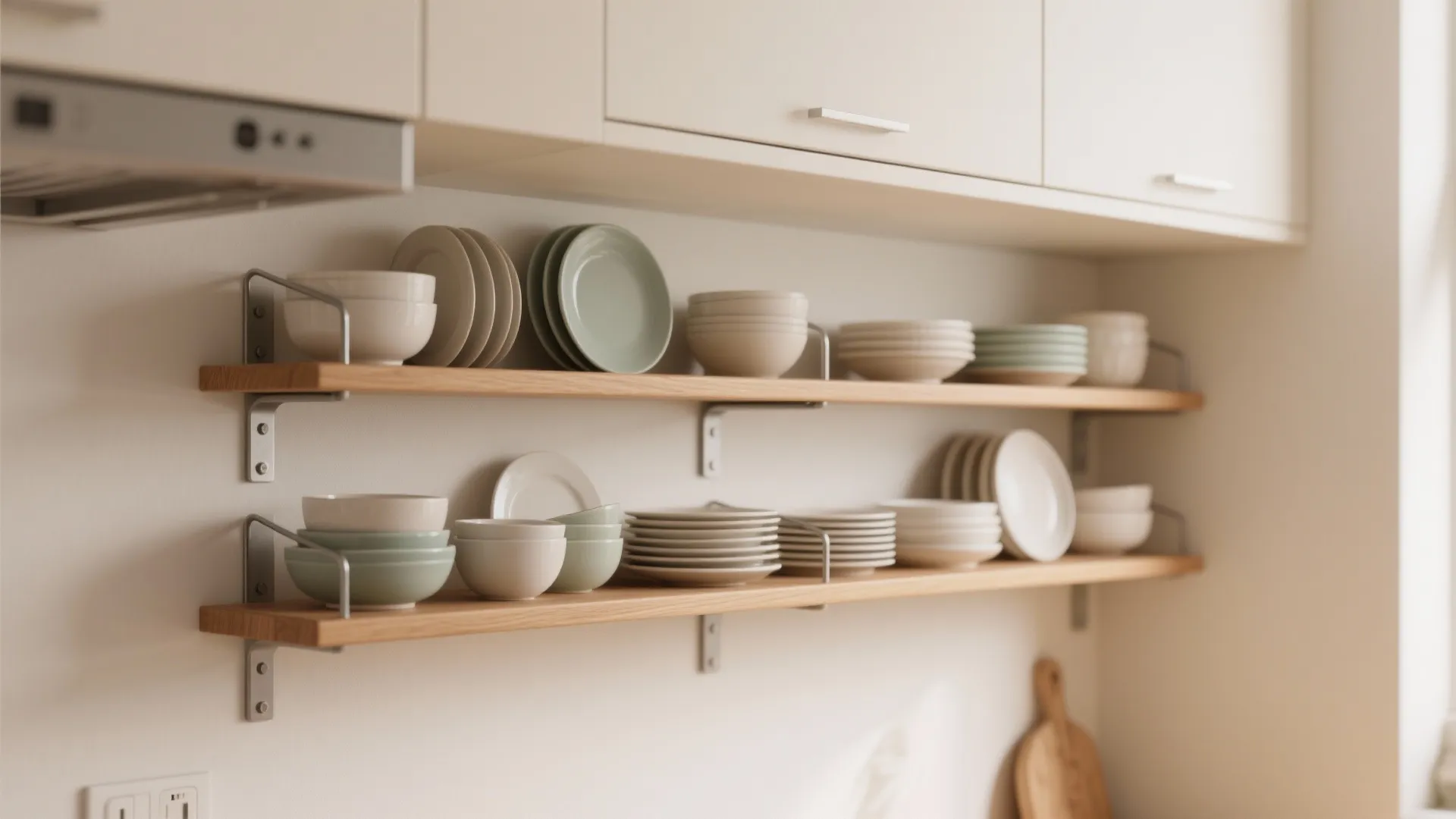 Open shelves with rhythm and restraint