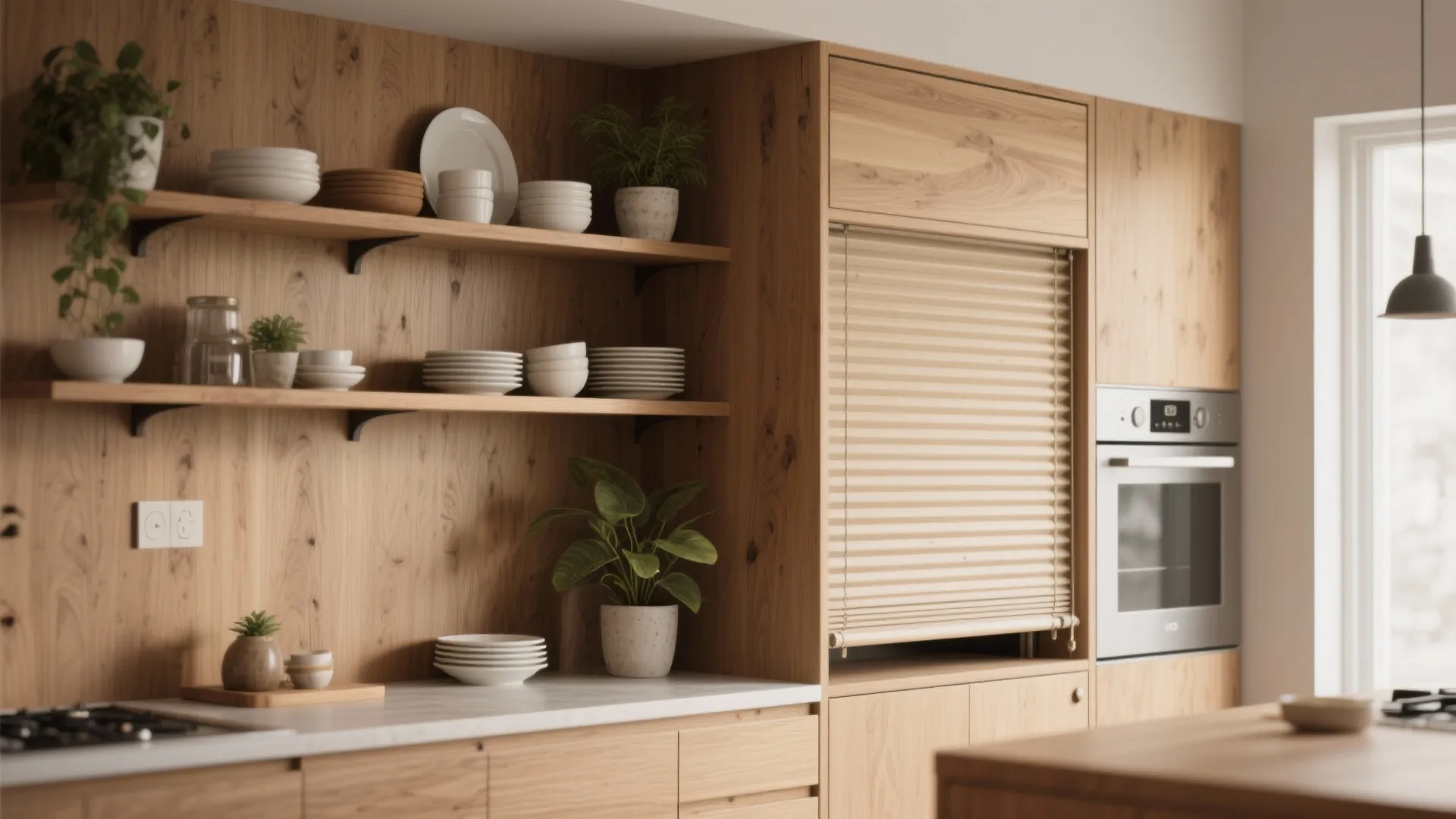 2. Combine with open shelving for balanced storage