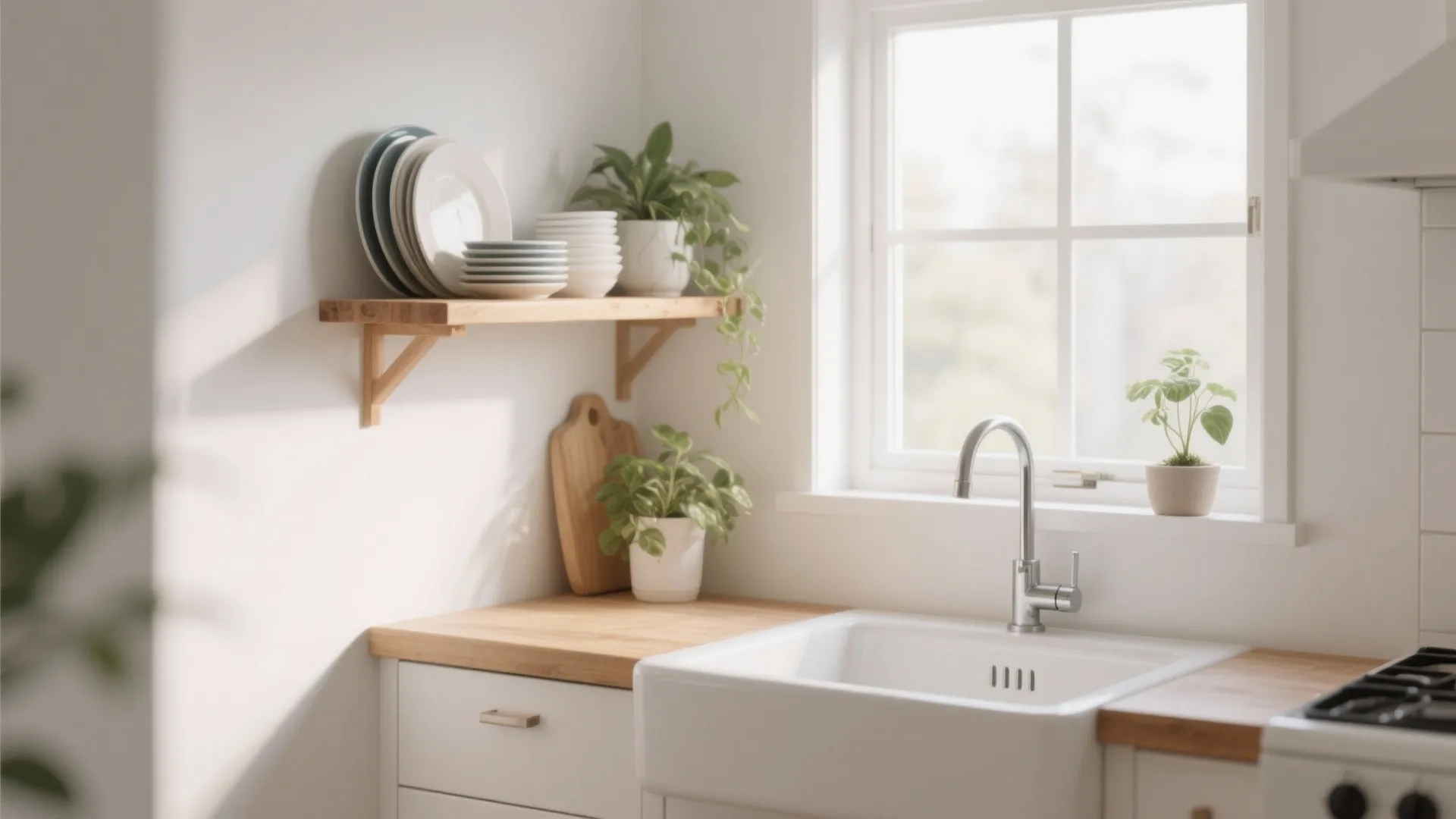 9. Open Shelves Above the Sink
