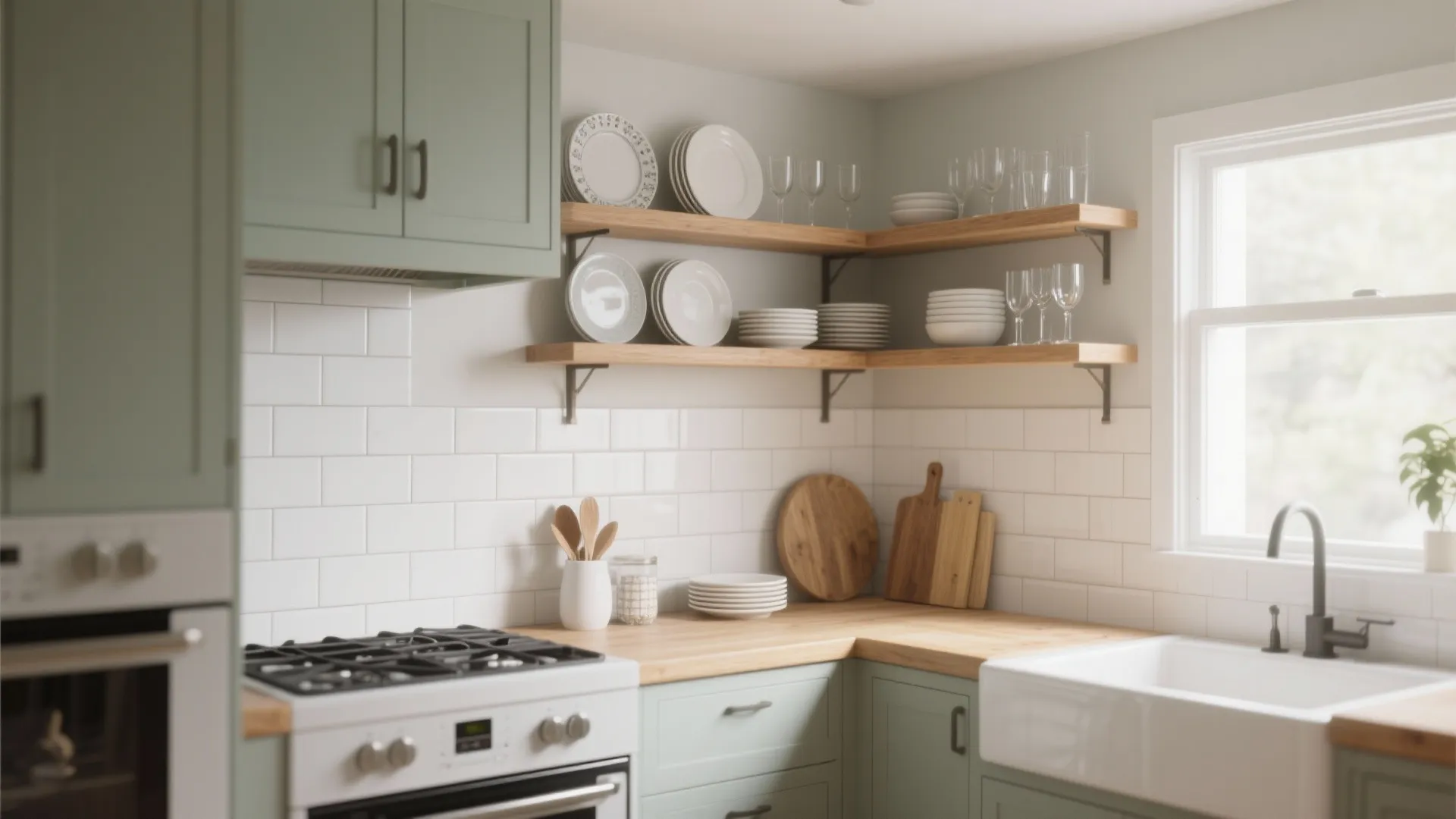 1. Swap Upper Cabinets for Open Shelves