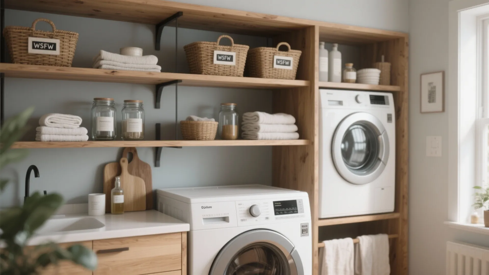 2. Open Shelves Over Stackable Units