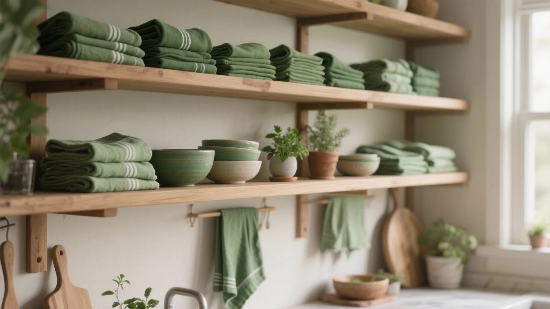 3. Coordinate towels with open shelving displays