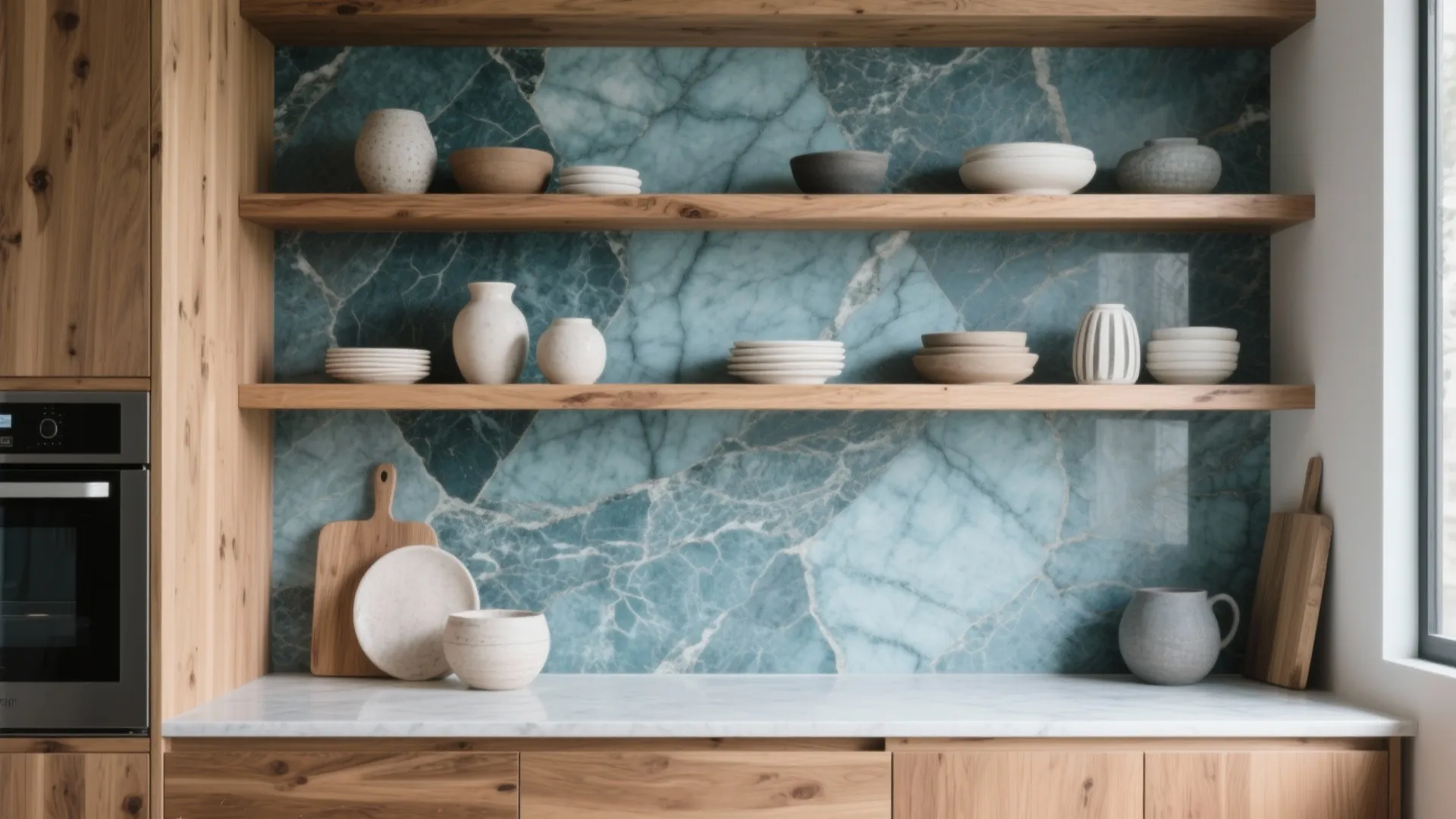 3. Contrasting Open Shelves