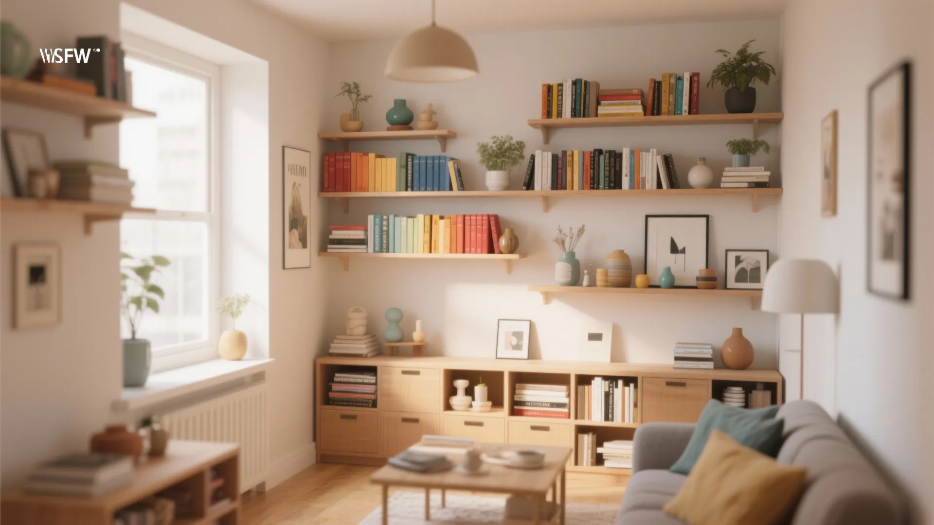 Open Shelving in Living Area