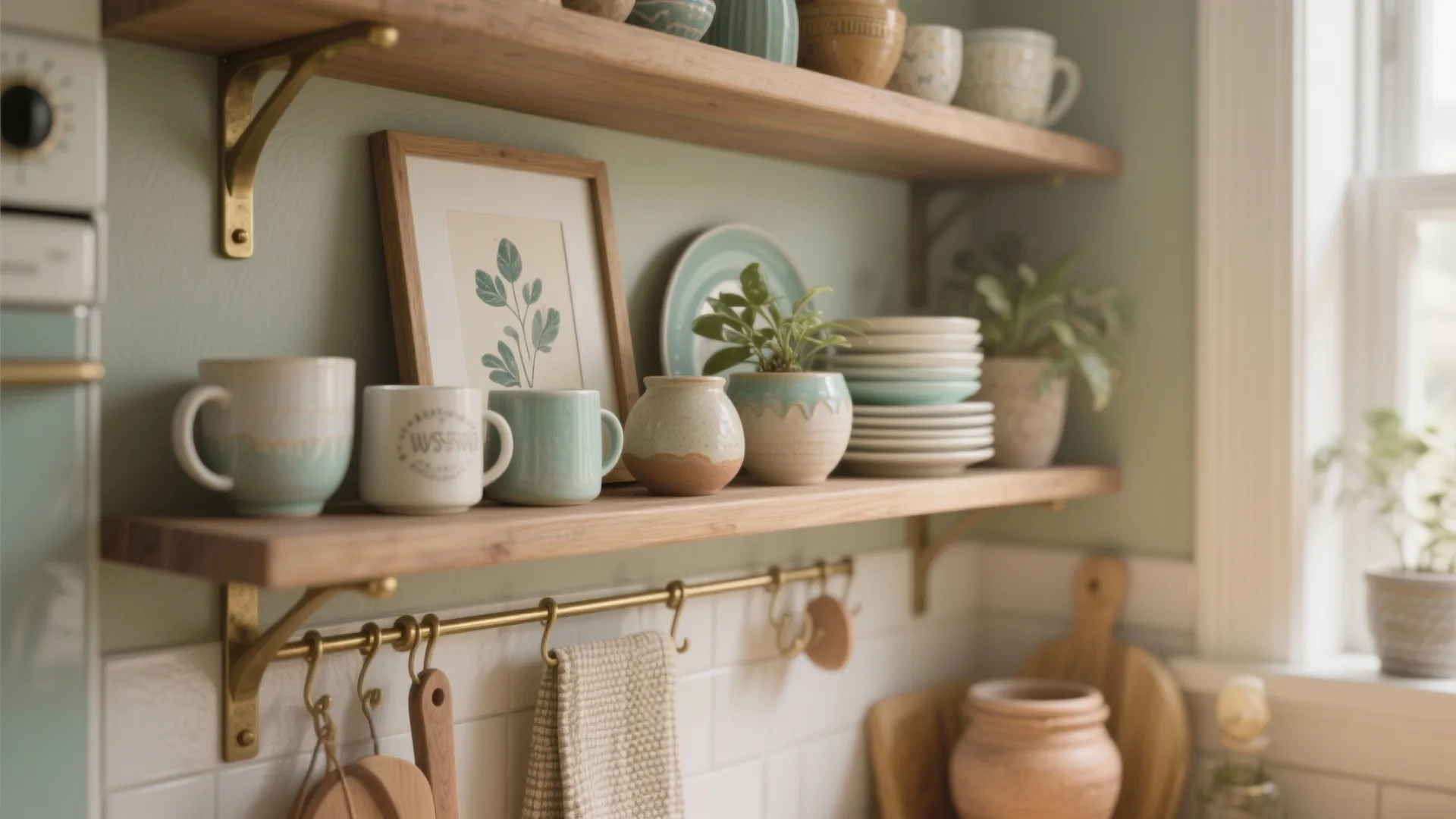 2. Open Shelving with Curated Kitsch