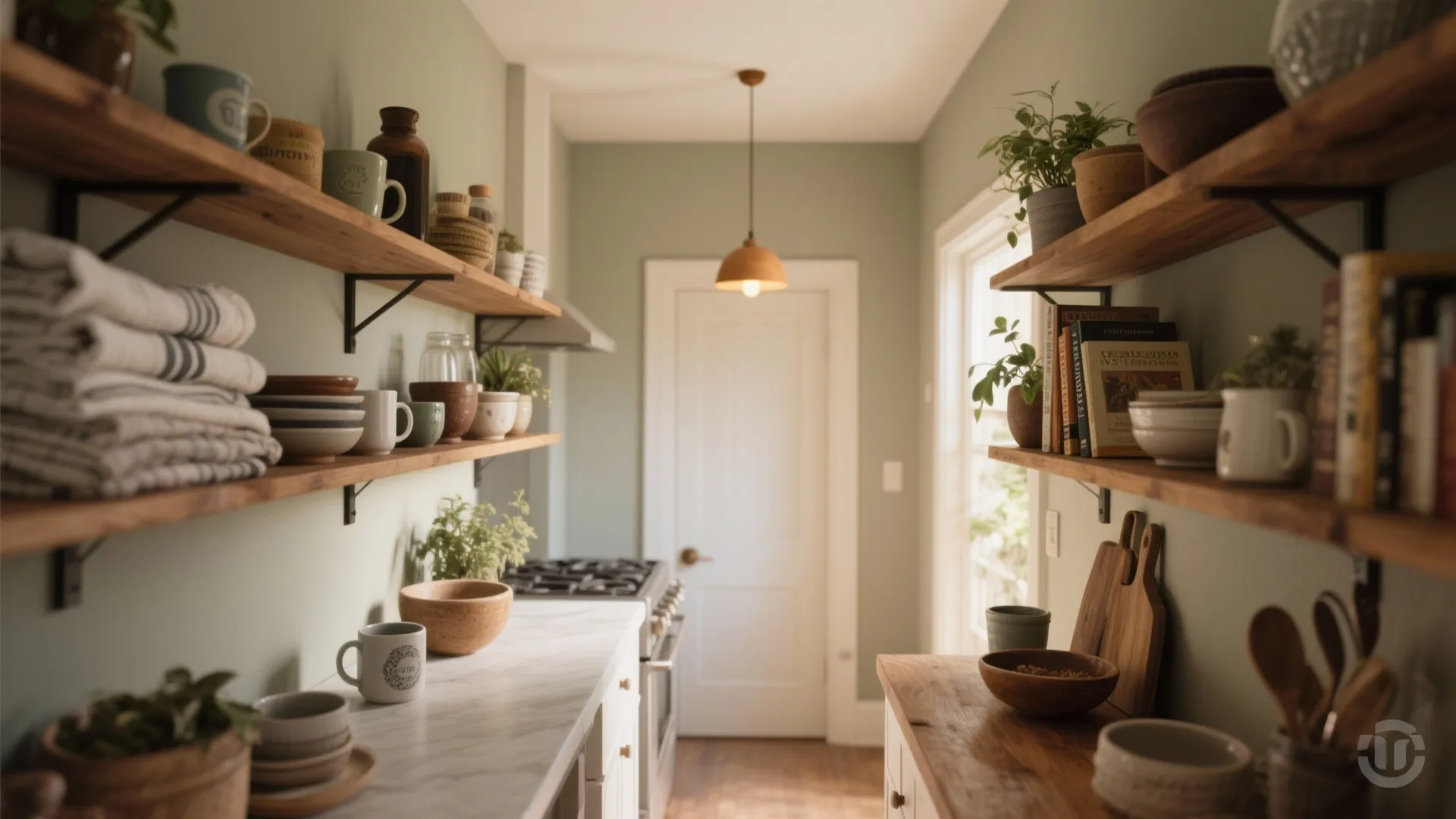 3. Open Shelving with Curated Clutter