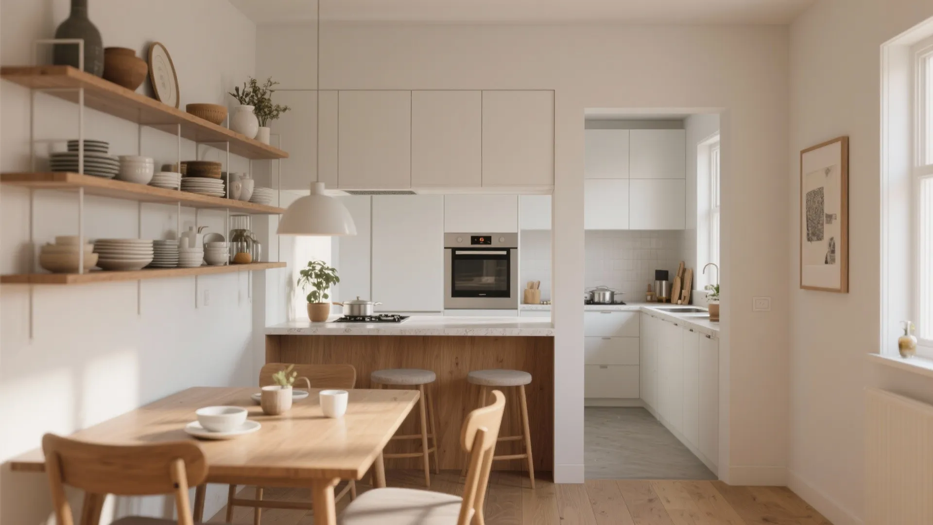 3. Extend with Open Shelving and Pass-Throughs