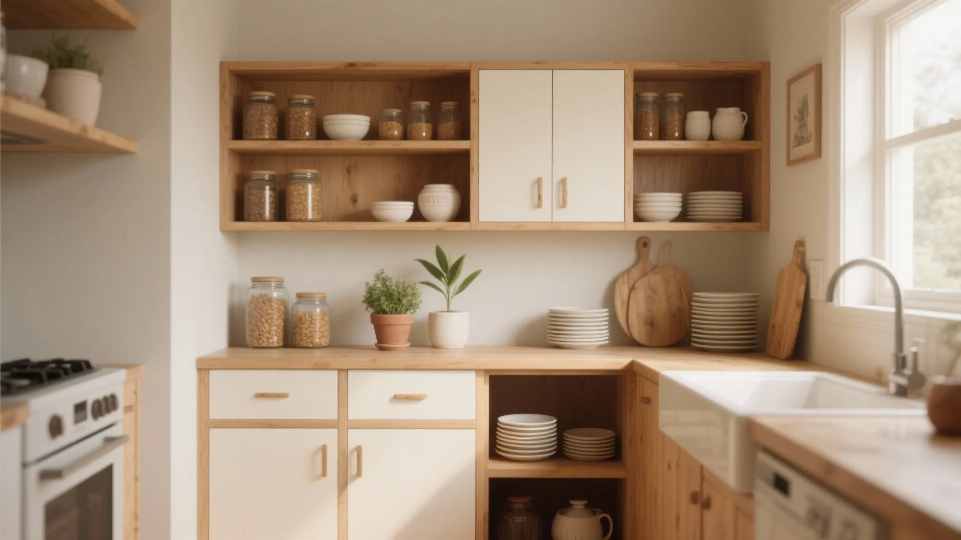 3. Open Shelving Mixed with Closed Cabinets