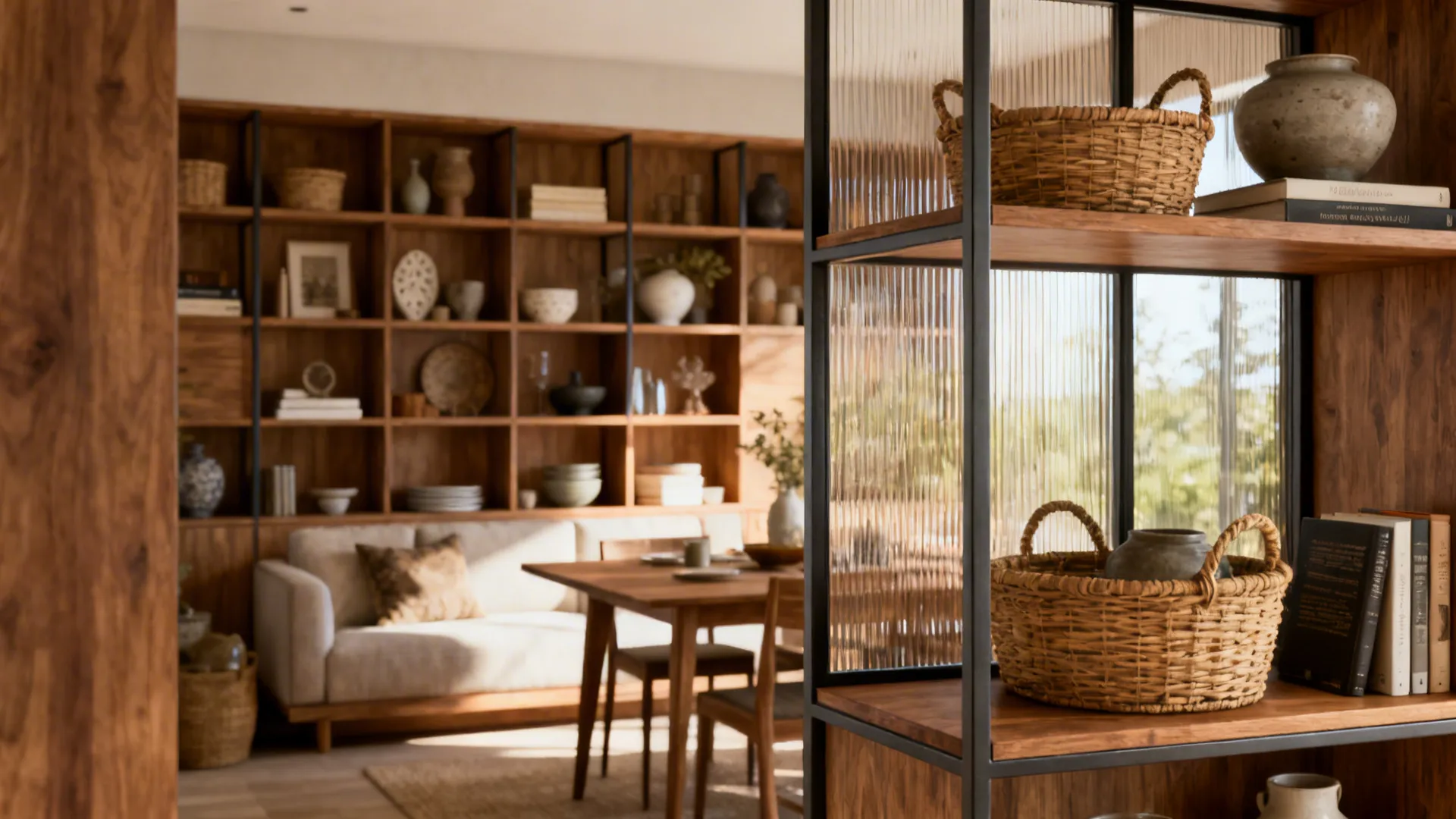 3. Open Shelving as a Shared Backdrop