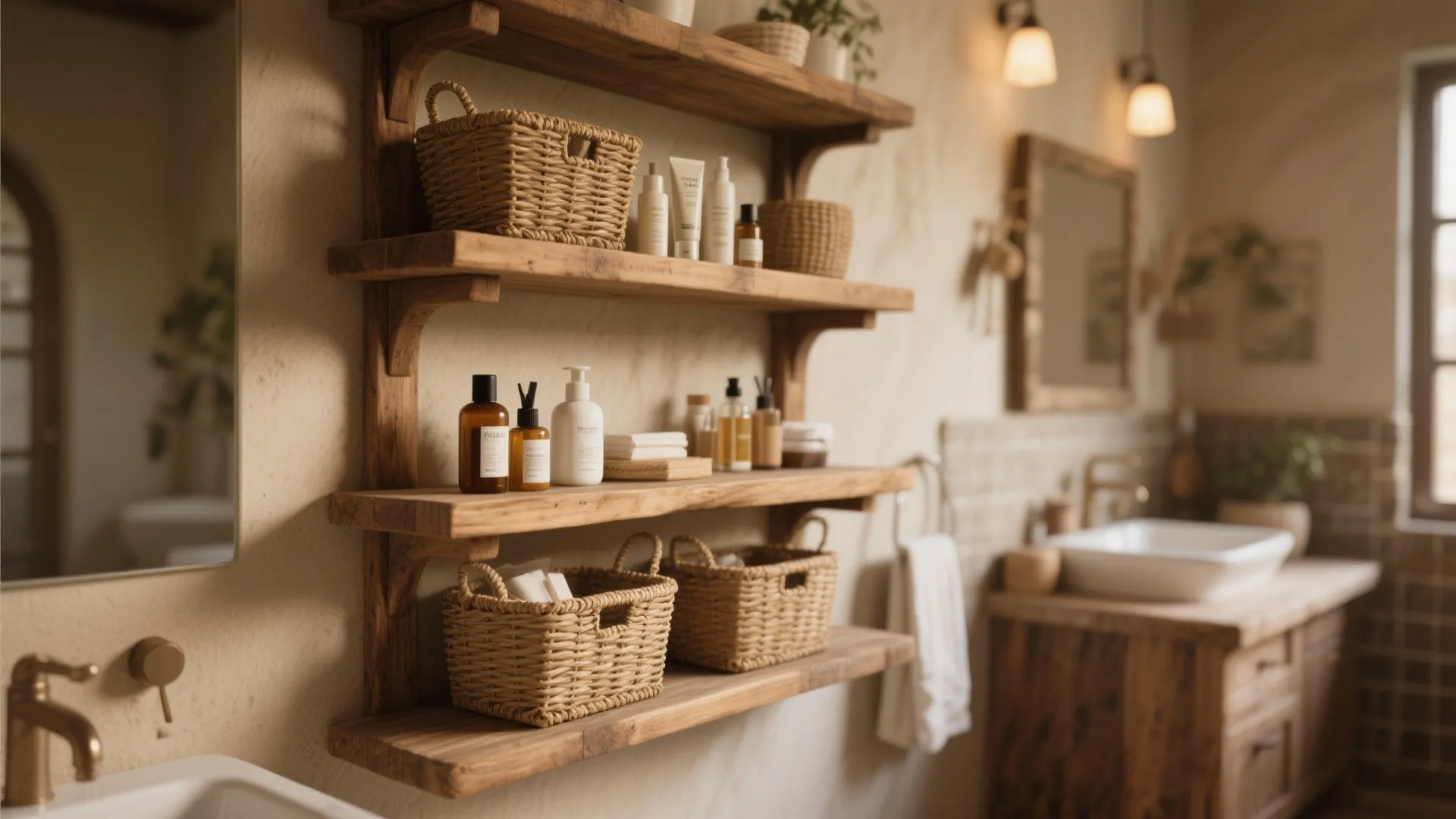 7. Open Shelving with Baskets